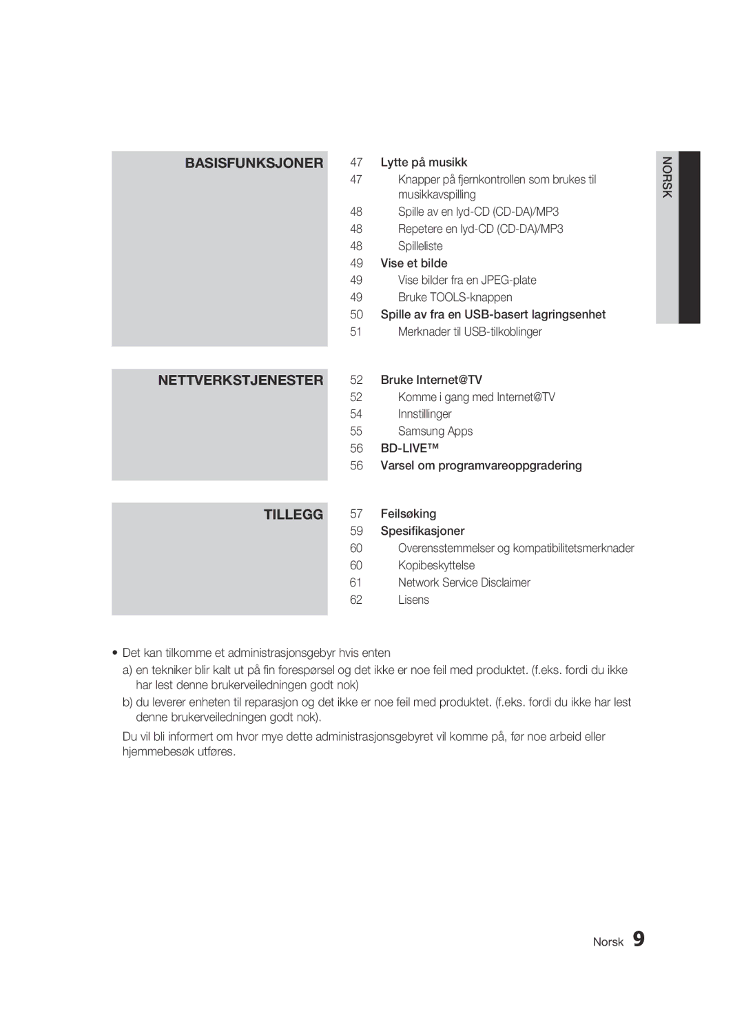 Samsung BD-C5300/XEE manual Nettverkstjenester, Tillegg 