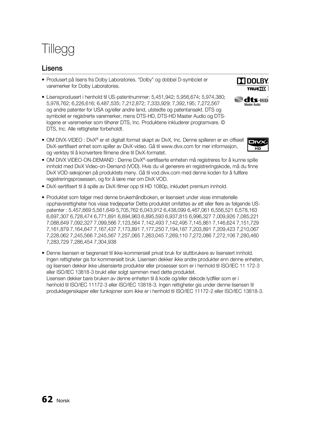 Samsung BD-C5300/XEE manual Lisens 