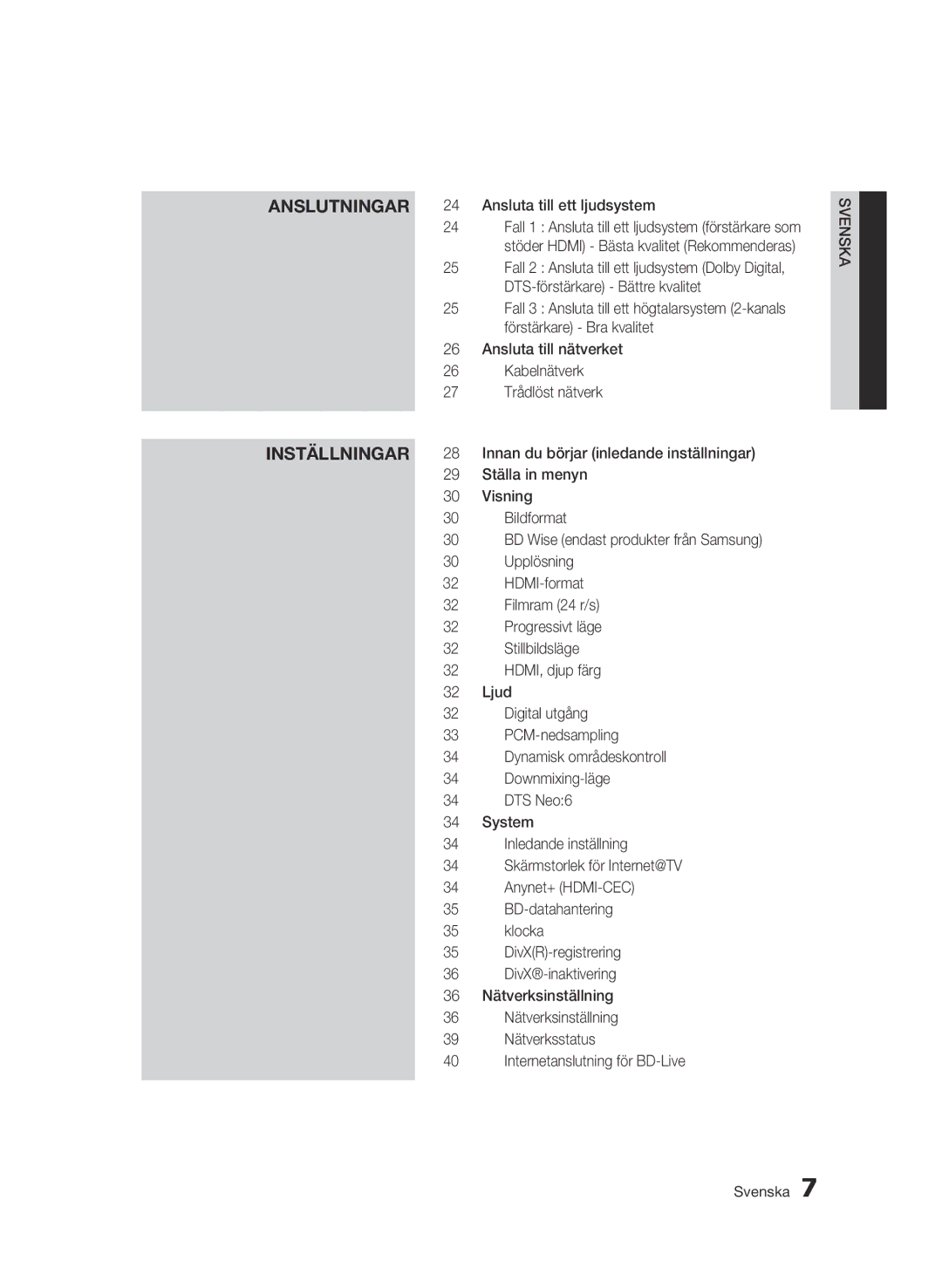 Samsung BD-C5300/XEE manual Inställningar 