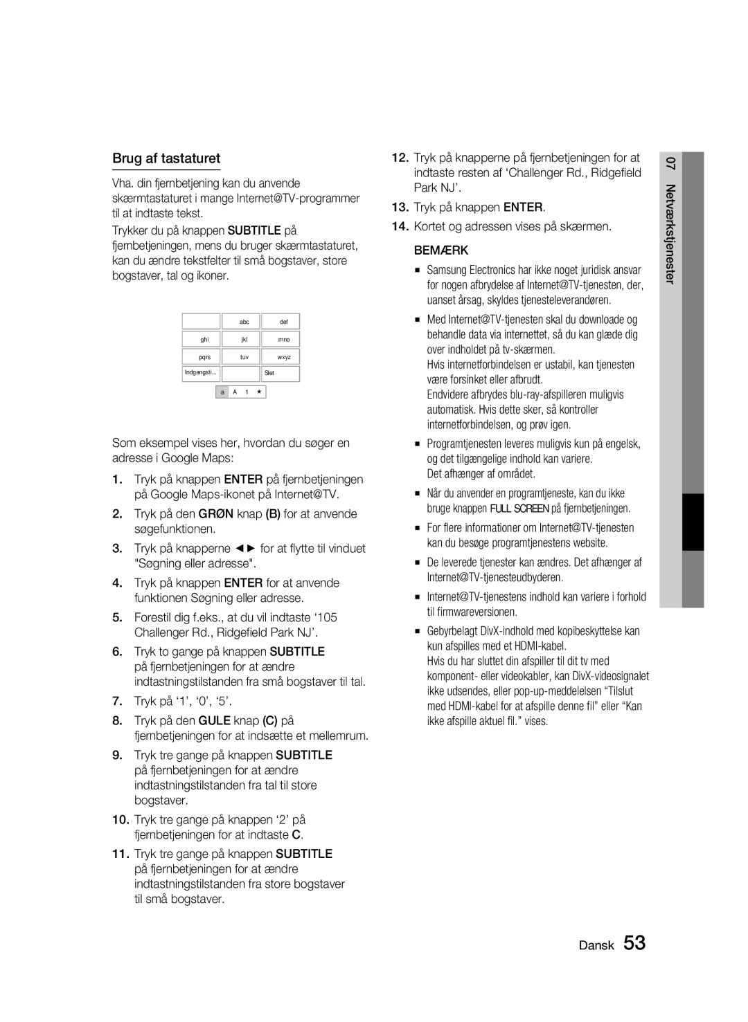 Samsung BD-C5300/XEE manual Brug af tastaturet, Tryk på ‘1’, ‘0’, ‘5’, Det afhænger af området 