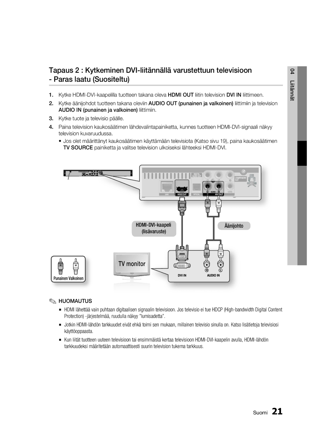 Samsung BD-C5300/XEE manual Äänijohto, Punainen Valkoinen 