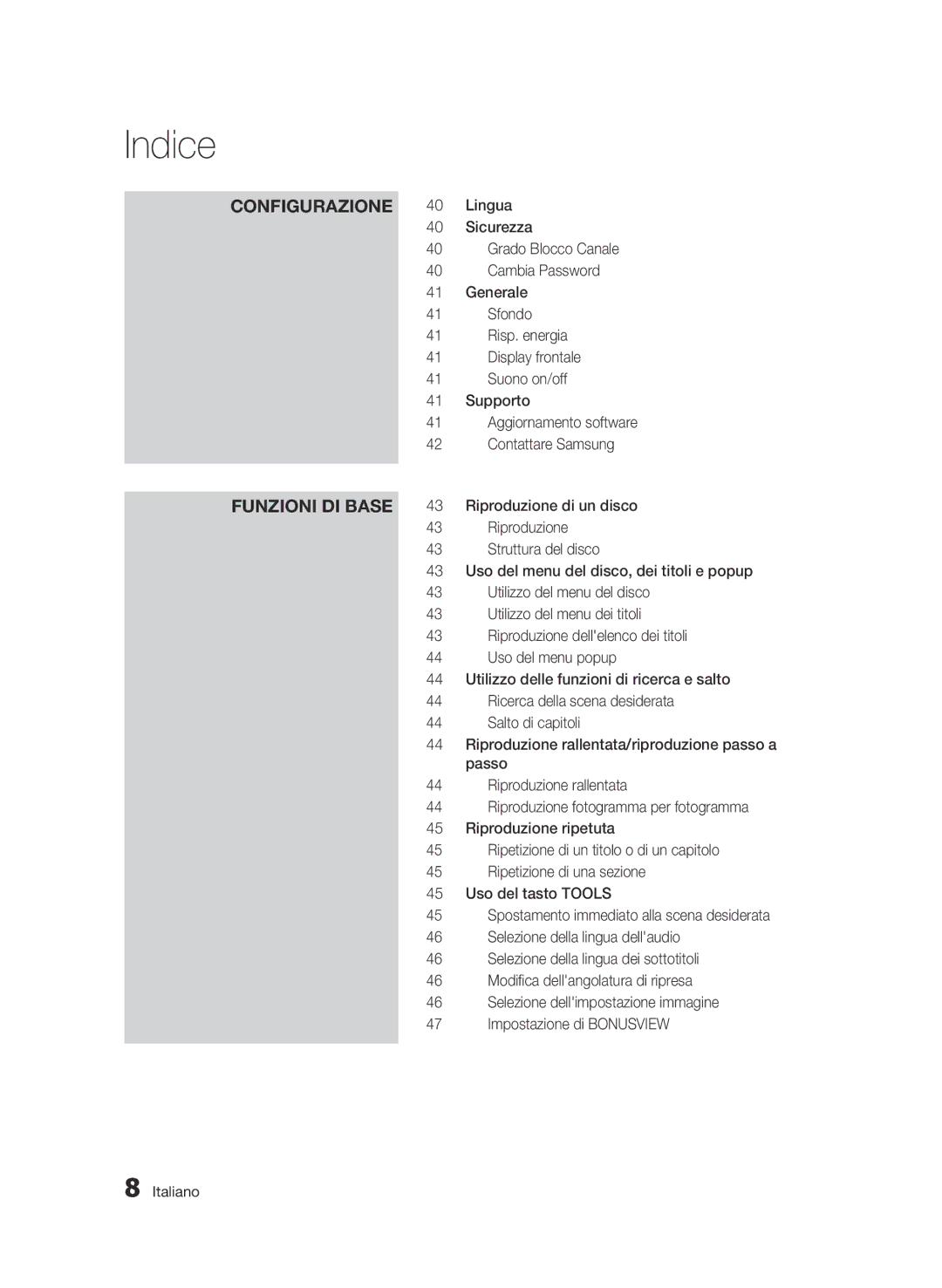 Samsung BD-C5300/XEF manual Funzioni di base 