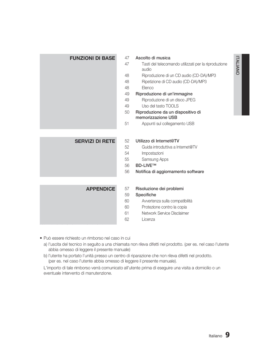 Samsung BD-C5300/XEF manual Servizi di rete, Appendice 