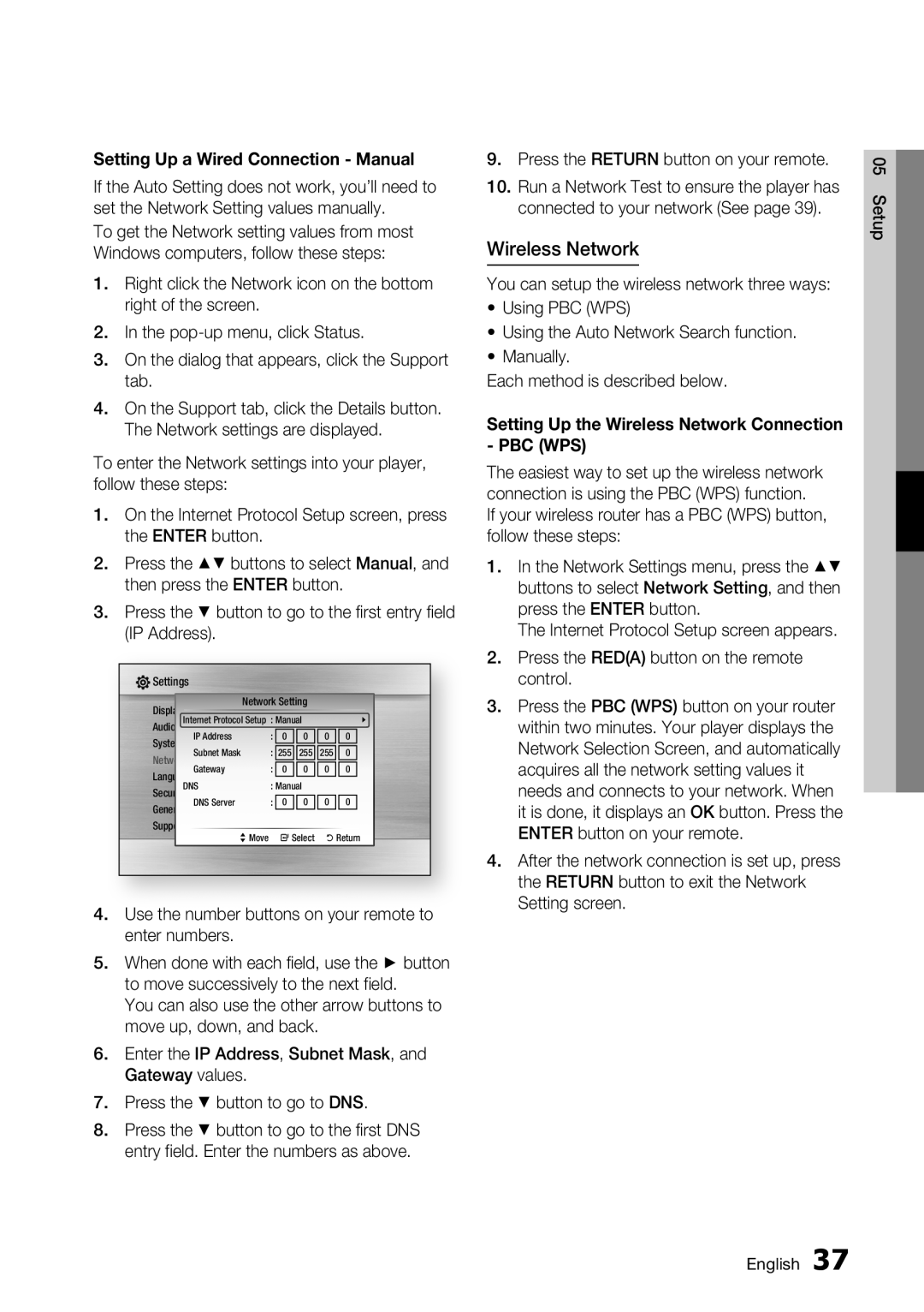 Samsung BD-C5500/XEF, BD-C5500/EDC, BD-C5500/XAA Wireless Network, Use the number buttons on your remote to enter numbers 