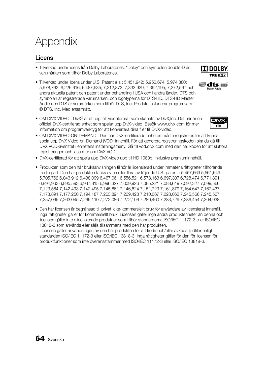 Samsung BD-C5500/XEE manual Licens 