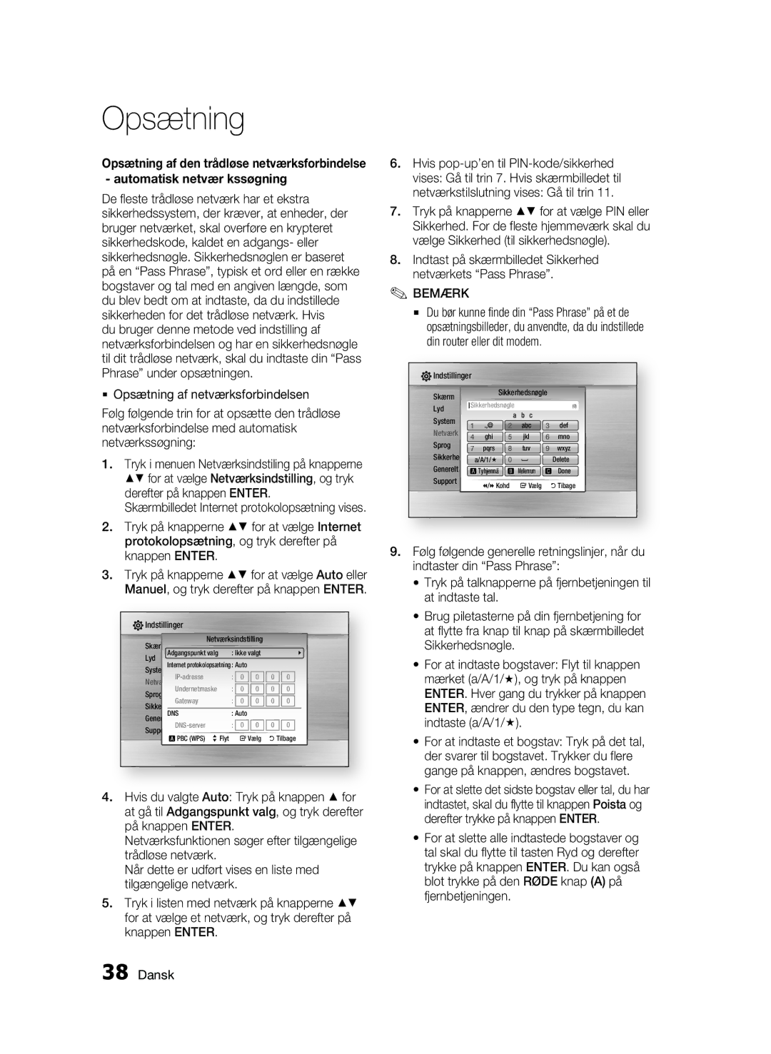 Samsung BD-C5500/XEE manual Skærmbilledet Internet protokolopsætning vises 