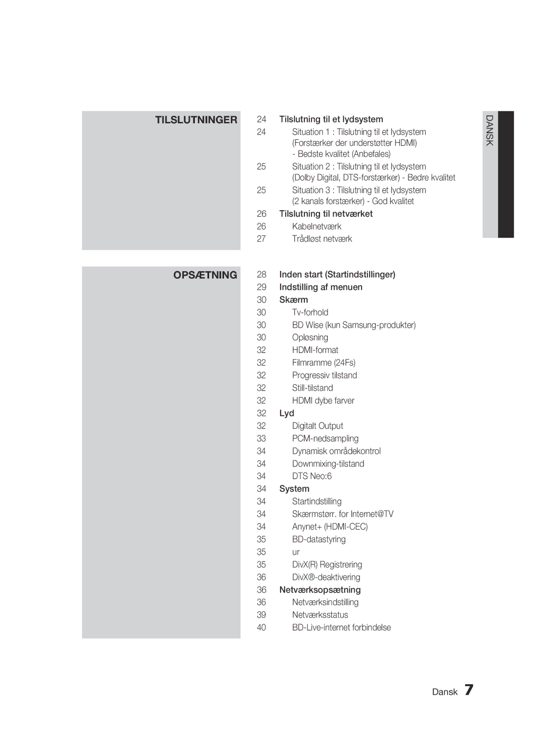 Samsung BD-C5500/XEE manual Opsætning 