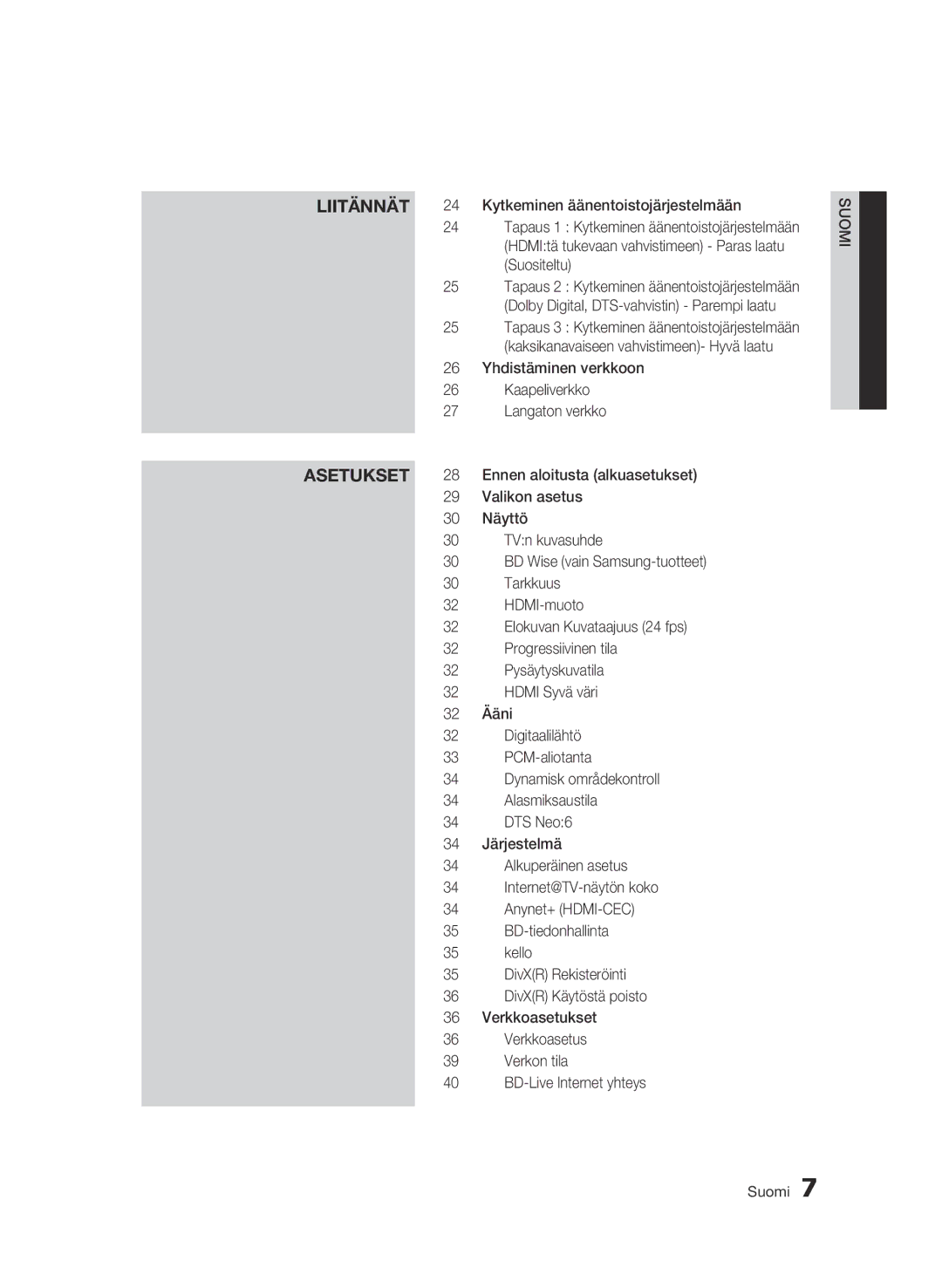 Samsung BD-C5500/XEE manual Asetukset 