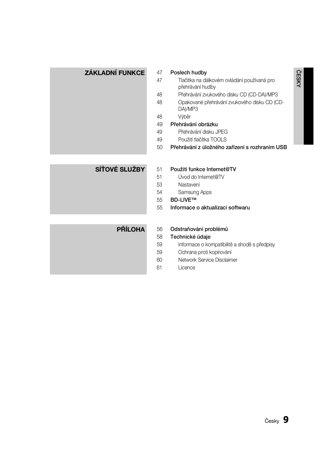 Samsung BD-C5500/XEE, BD-C5500/XEN, BD-C5500/EDC, BD-C5500/XAA, BD-C5500/XEF manual Síťové Služby, Příloha, DA/MP3 