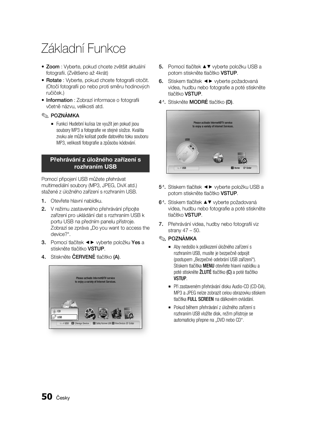 Samsung BD-C5500/XEN, BD-C5500/EDC, BD-C5500/XAA, BD-C5500/XEF, BD-C5500/XEE Přehrávání z úložného zařízení s Rozhraním USB 