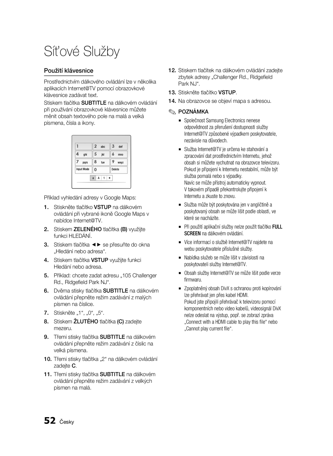 Samsung BD-C5500/XAA, BD-C5500/XEN manual Použití klávesnice, Obsah služby Internet@TV se může lišit podle verze firmwaru 