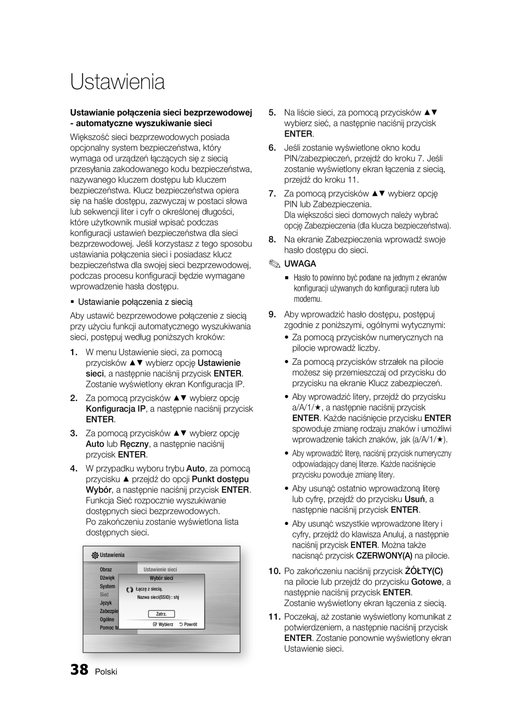 Samsung BD-C5500/XEF manual  Ustawianie połączenia z siecią, Po zakończeniu zostanie wyświetlona lista dostępnych sieci 