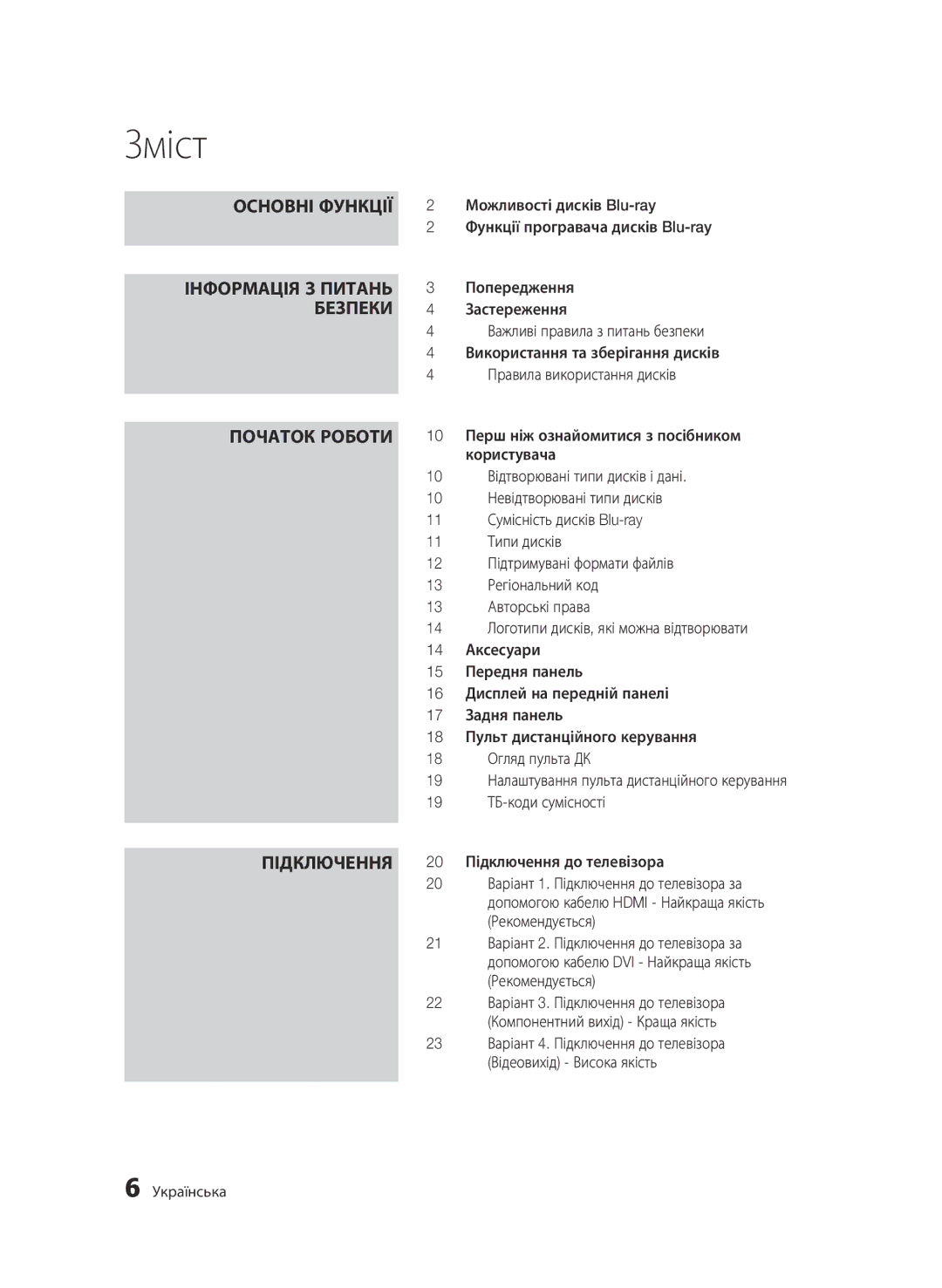 Samsung BD-C5500P/XER, BD-C5500/XER manual Зміст 