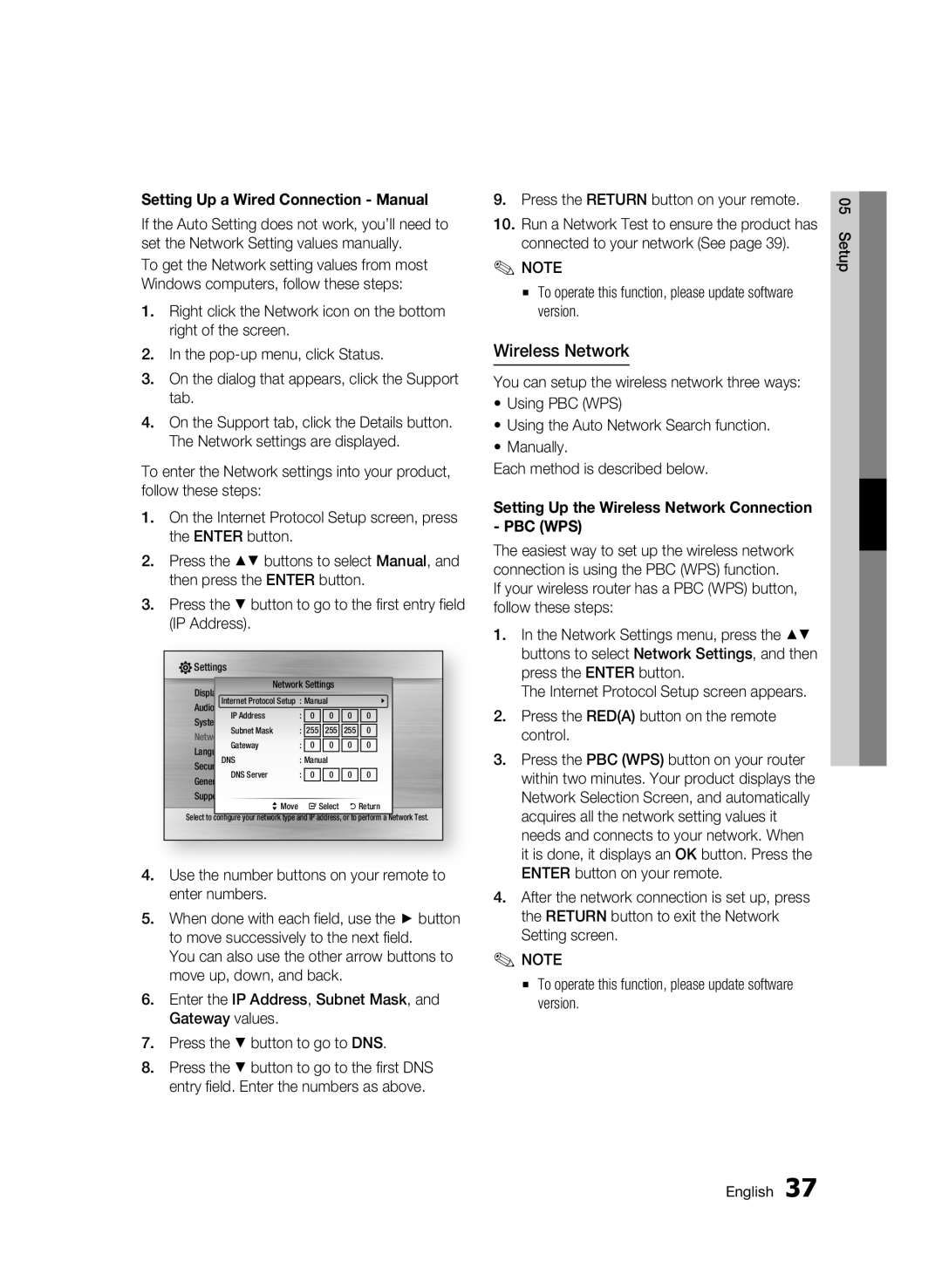 Samsung BD-C5500P/XER, BD-C5500/XER manual Wireless Network, Setting Up a Wired Connection Manual 