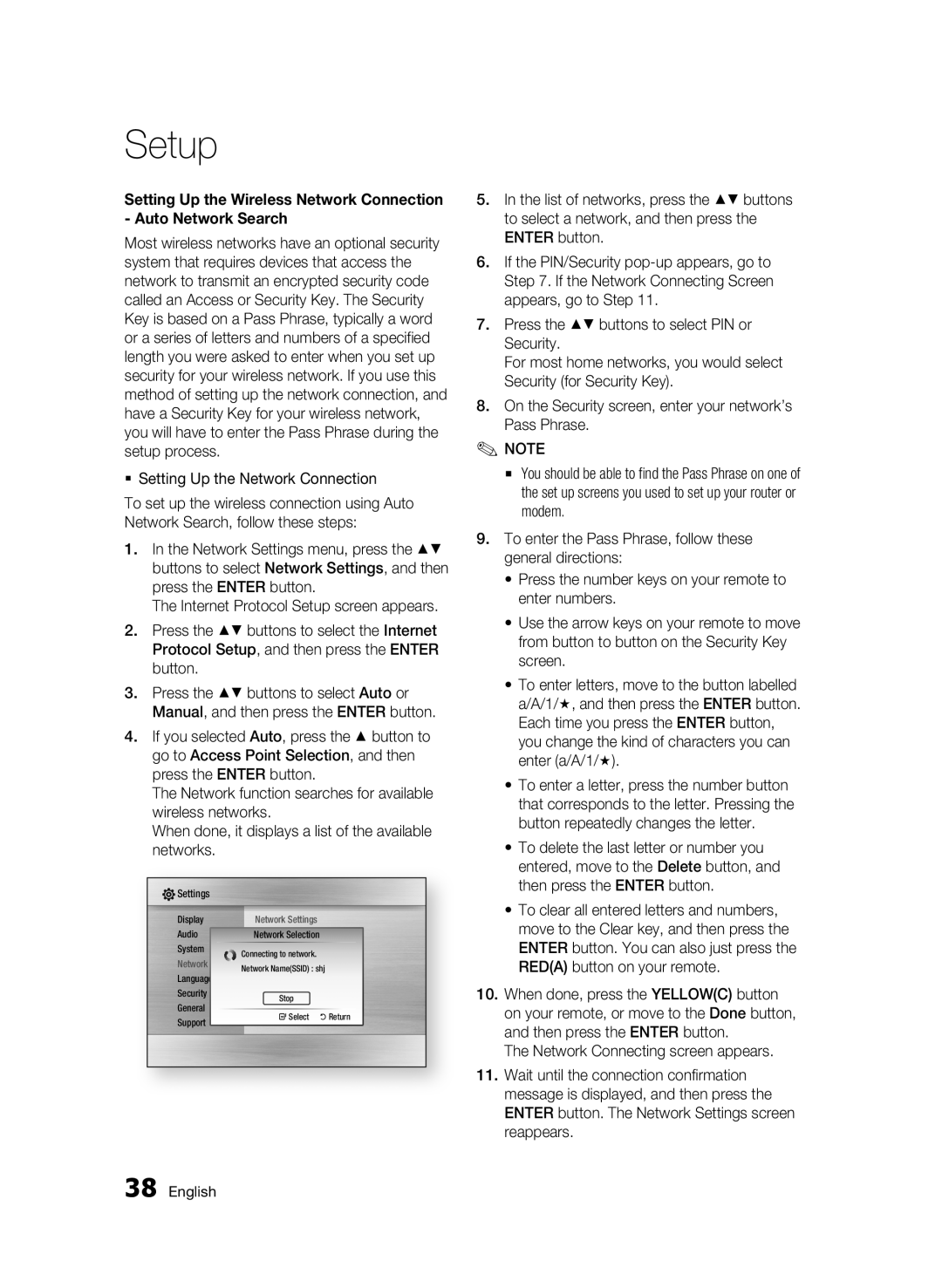 Samsung BD-C5500/XER, BD-C5500P/XER manual  Setting Up the Network Connection 