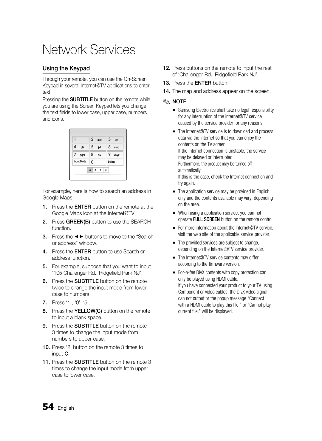 Samsung BD-C5900/XEE, BD-C5900/EDC manual Using the Keypad, Press the Enter button Map and address appear on the screen 