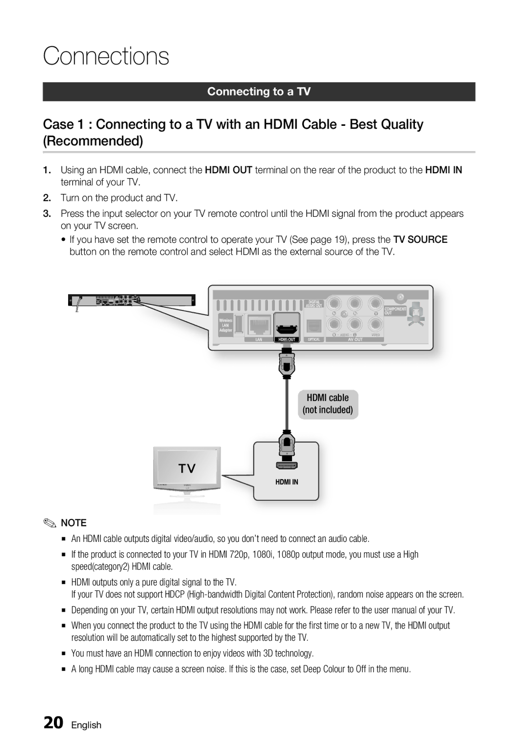 Samsung BD-C5900/XEE, BD-C5900/EDC, BD-C5900/XEF manual Connections, Connecting to a TV 