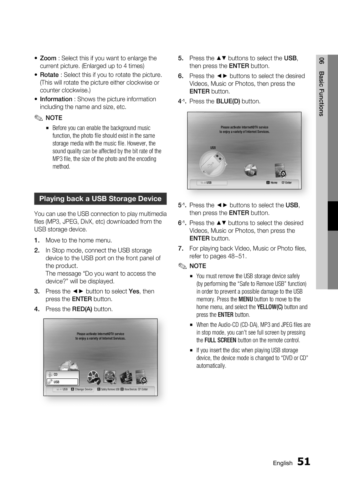 Samsung BD-C5900/EDC, BD-C5900/XEF, BD-C5900/XEE manual Playing back a USB Storage Device 