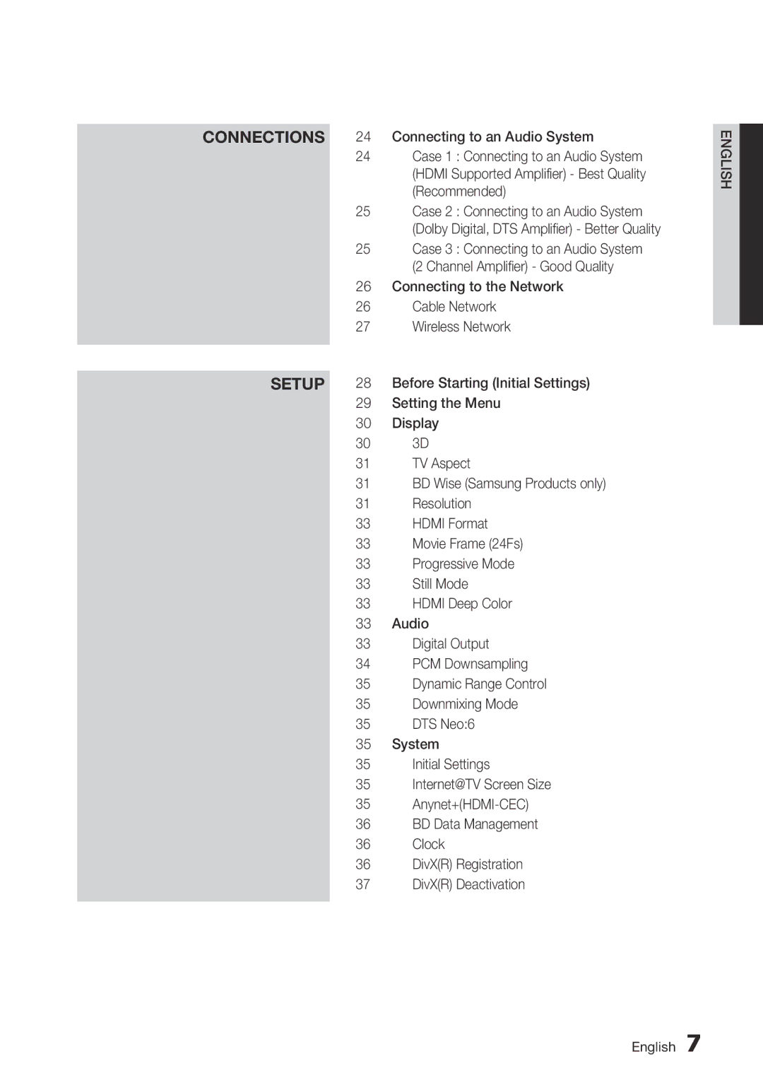 Samsung BD-C5900/XEF Connecting to an Audio System, Recommended, Channel Amplifier Good Quality, Connecting to the Network 