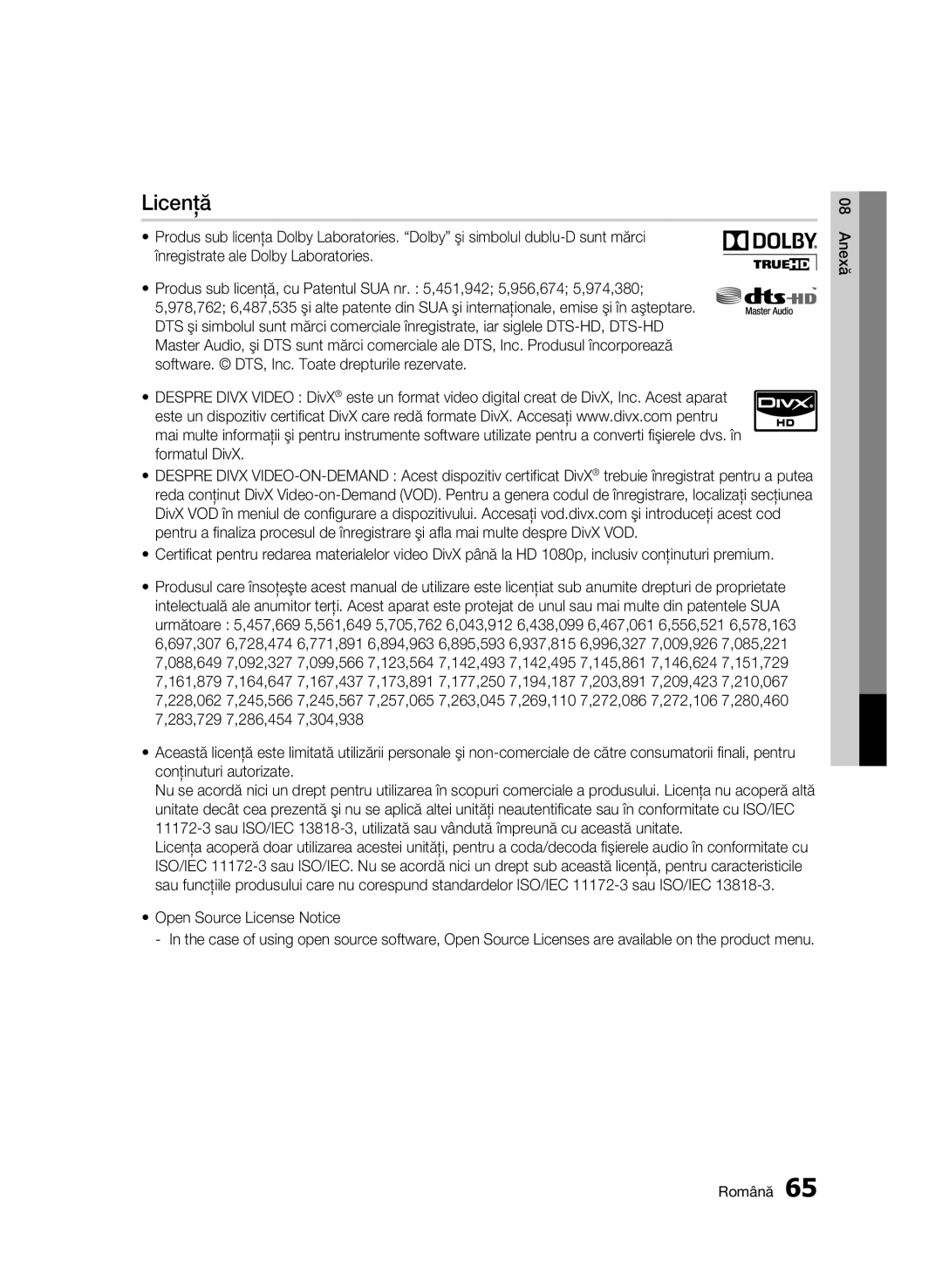 Samsung BD-C5900/EDC manual Licenţă, Open Source License Notice 