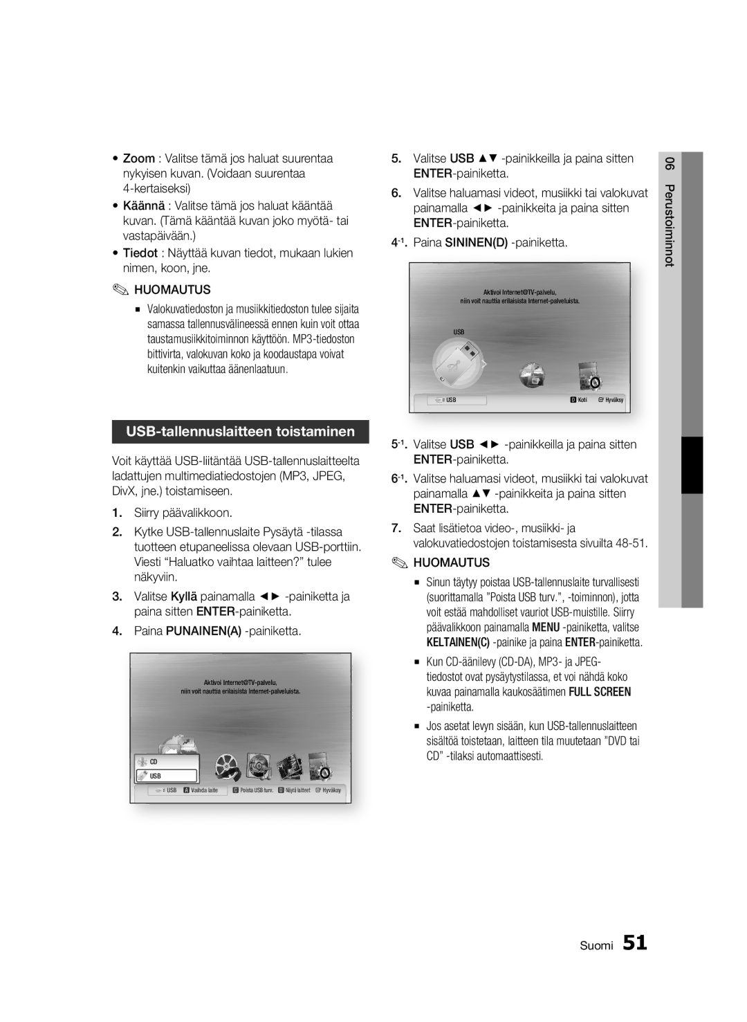 Samsung BD-C5900/XEE manual USB-tallennuslaitteen toistaminen, Paina Punainena -painiketta 