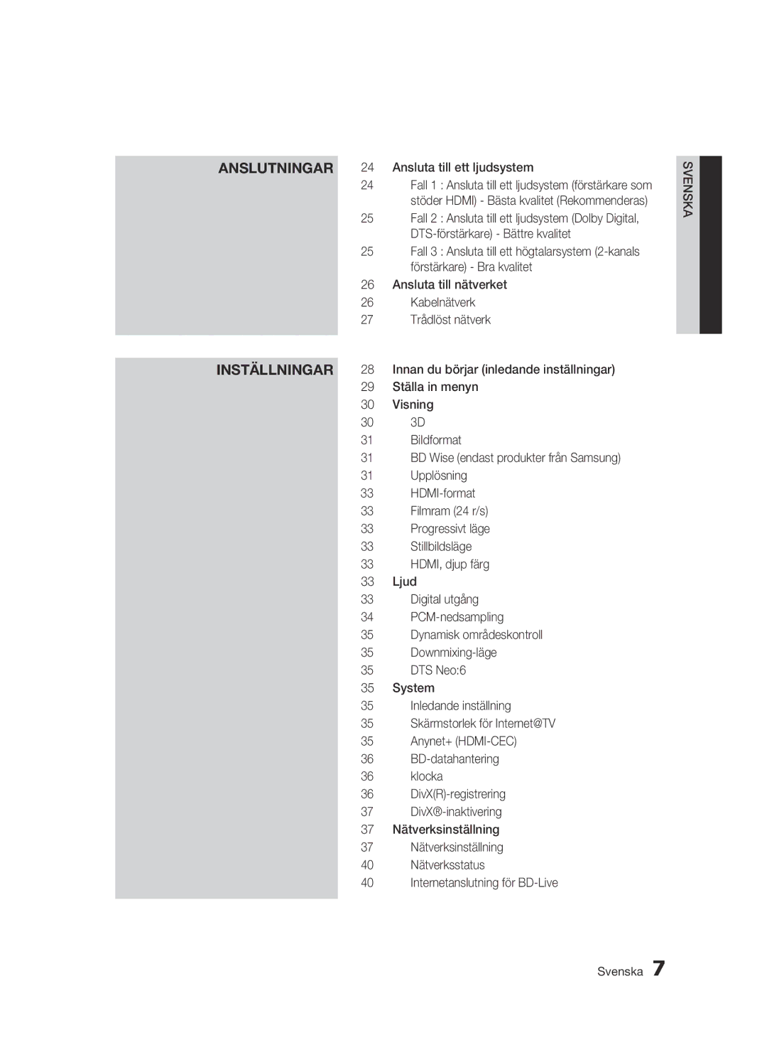 Samsung BD-C5900/XEE manual Inställningar 