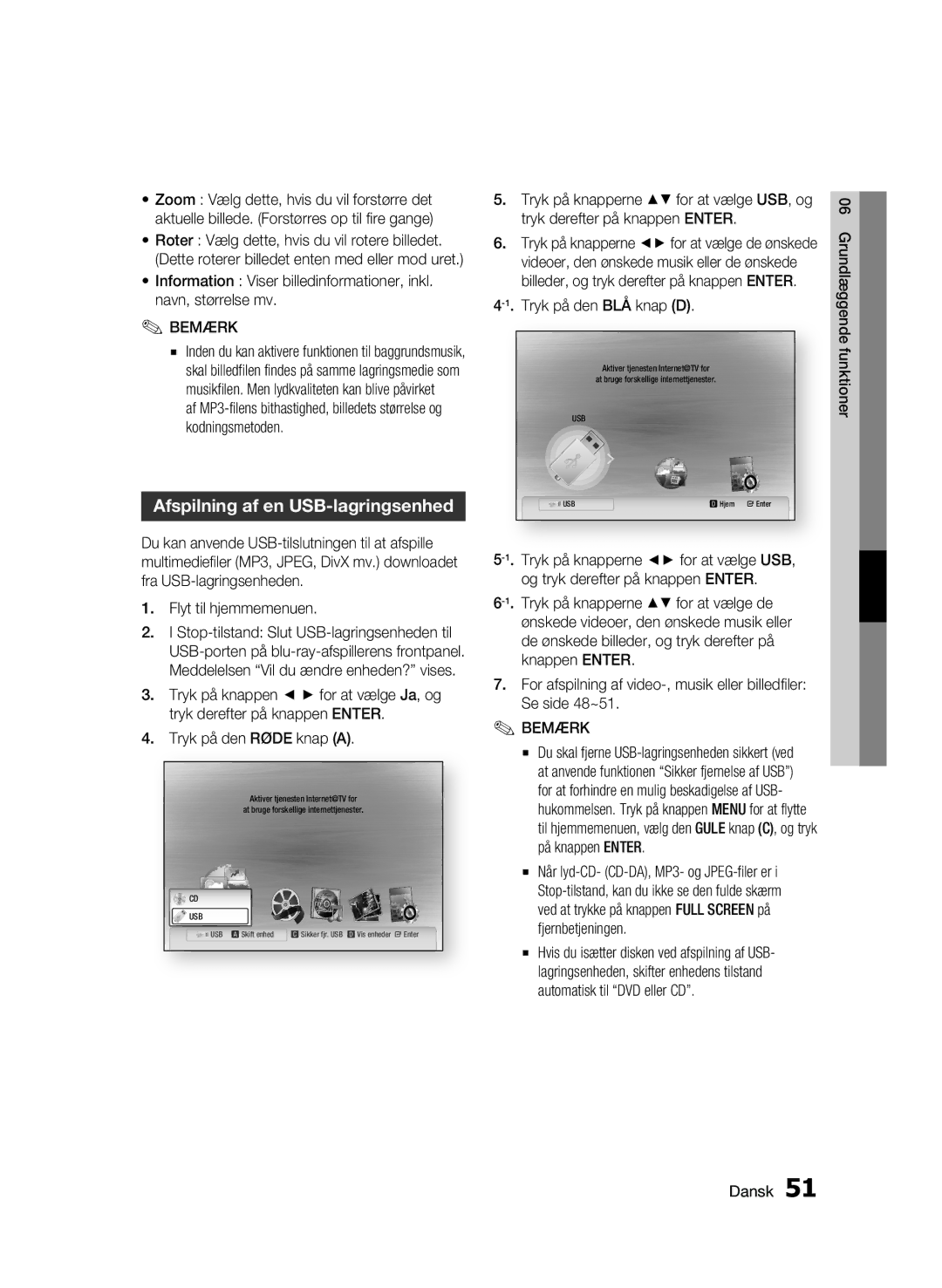 Samsung BD-C5900/XEE manual Afspilning af en USB-lagringsenhed, Tryk på den BLÅ knap D 