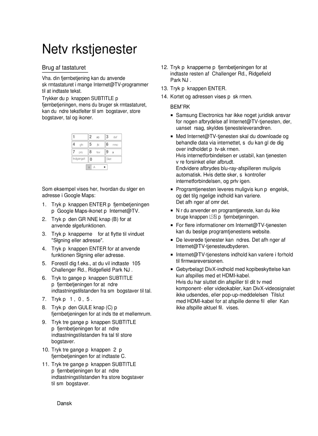 Samsung BD-C5900/XEE manual Brug af tastaturet, Tryk på ‘1’, ‘0’, ‘5’, Det afhænger af området 