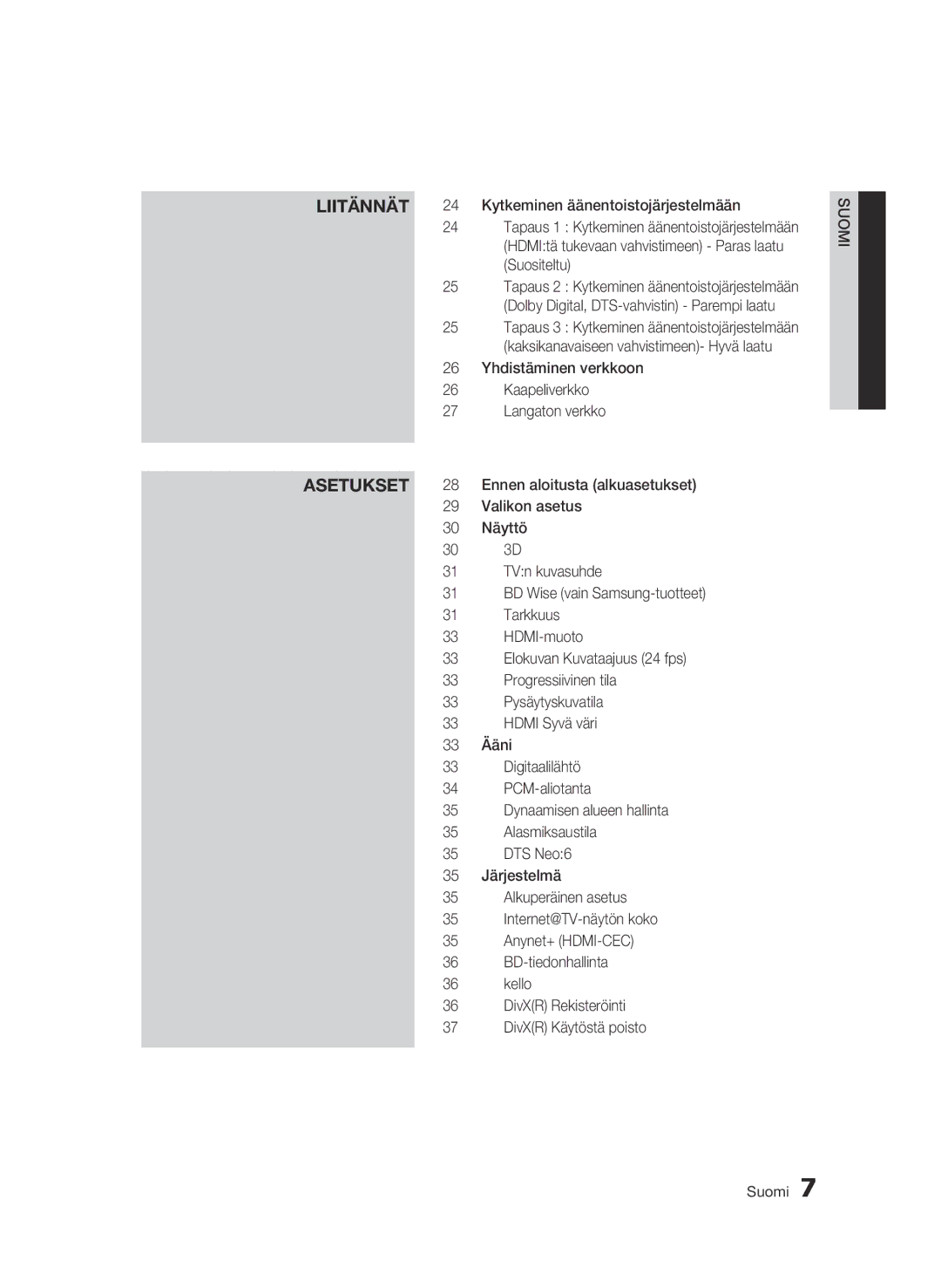 Samsung BD-C5900/XEE manual Asetukset 