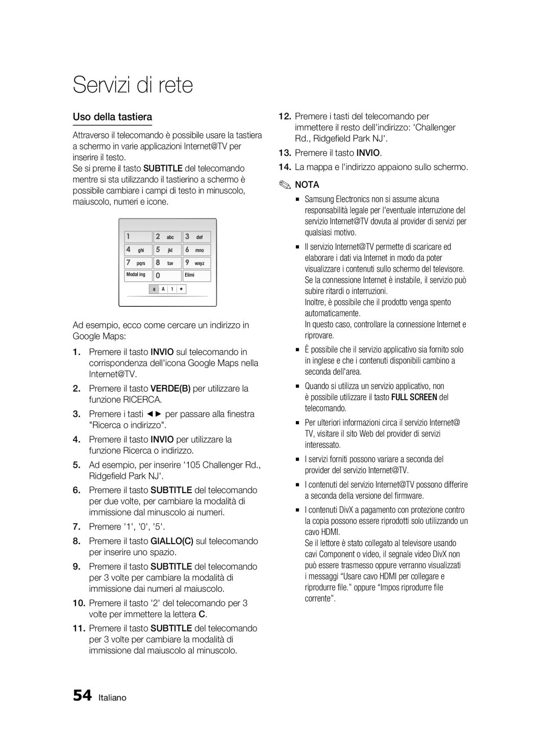 Samsung BD-C5900/XEF manual Uso della tastiera, Nota 