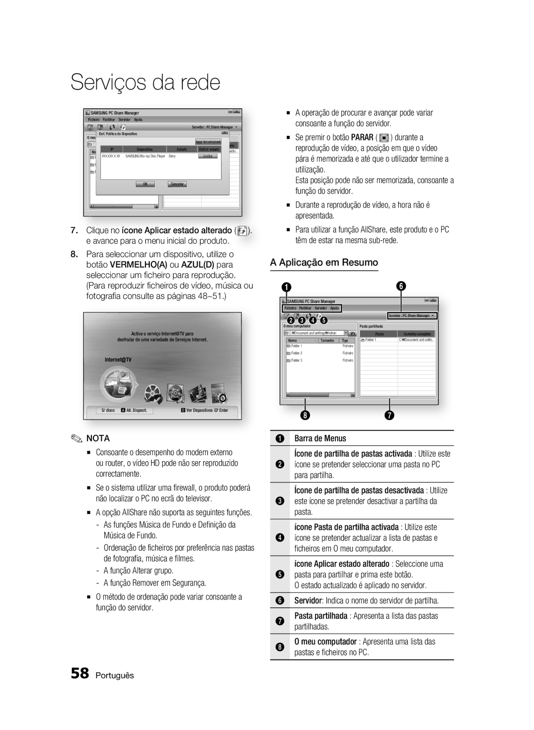 Samsung BD-C5900/XEF manual Aplicação em Resumo, As funções Música de Fundo e Definição da Música de Fundo 