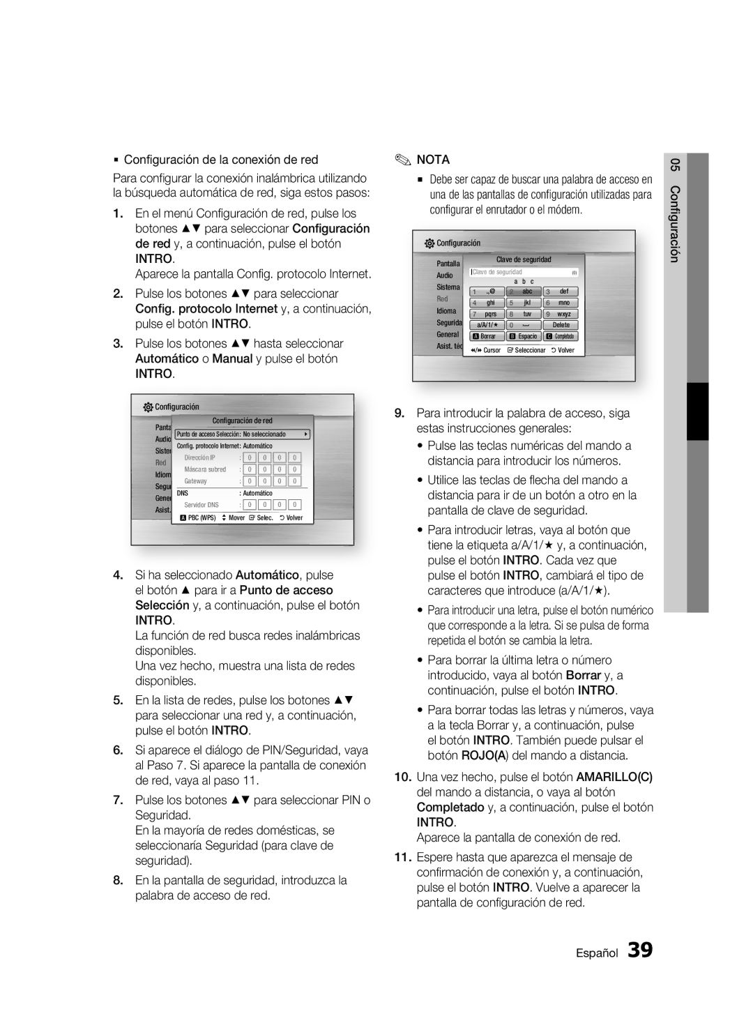 Samsung BD-C5900/XEF manual  Configuración de la conexión de red, Aparece la pantalla de conexión de red 