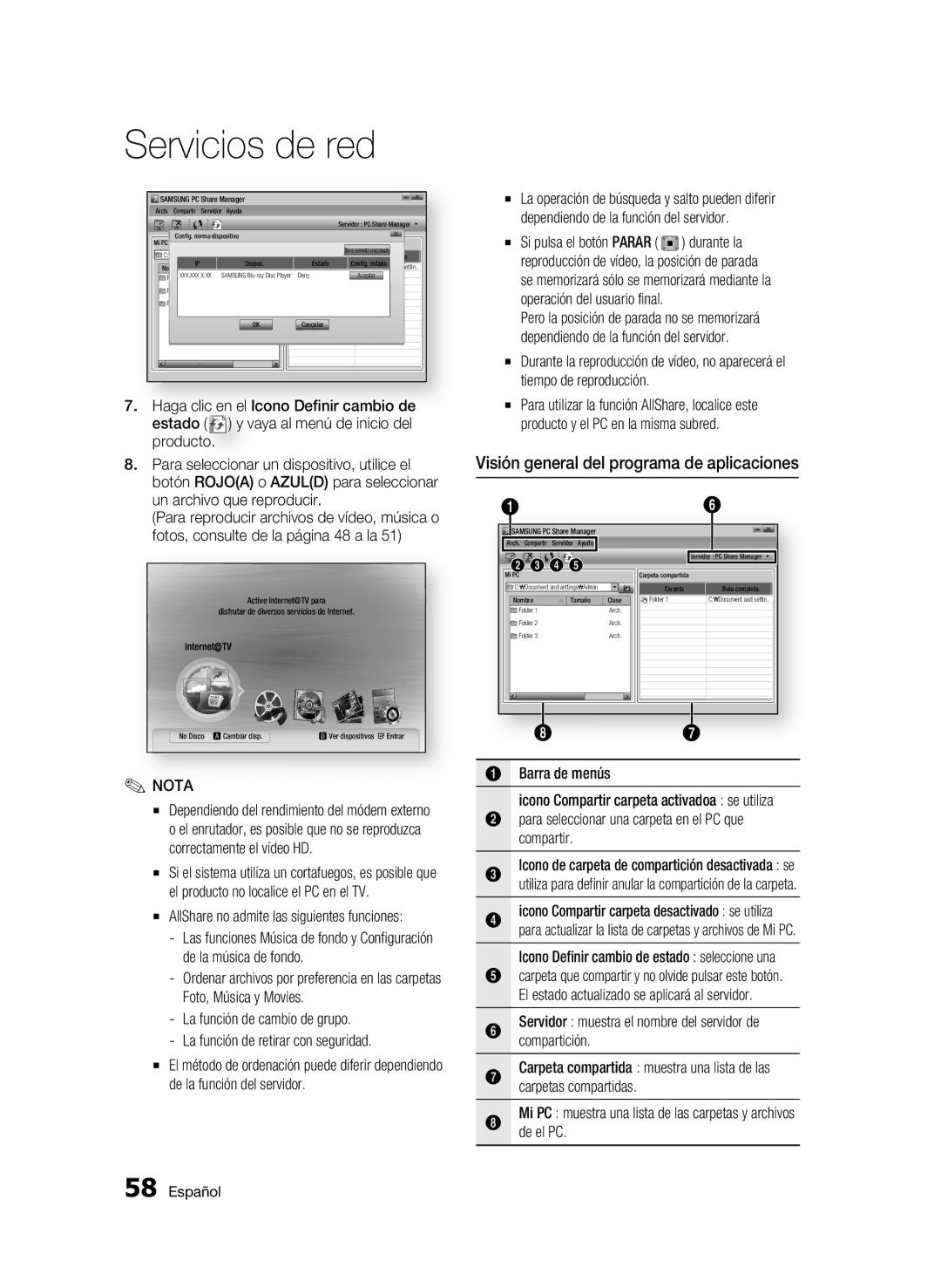 Samsung BD-C5900/XEF manual Visión general del programa de aplicaciones, De el PC 