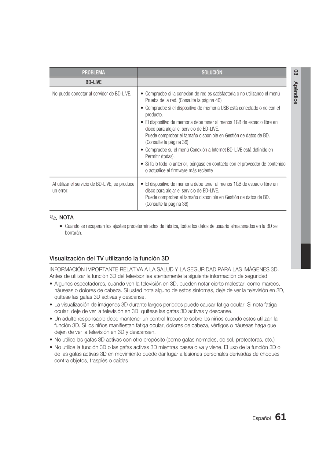 Samsung BD-C5900/XEF manual Visualización del TV utilizando la función 3D 