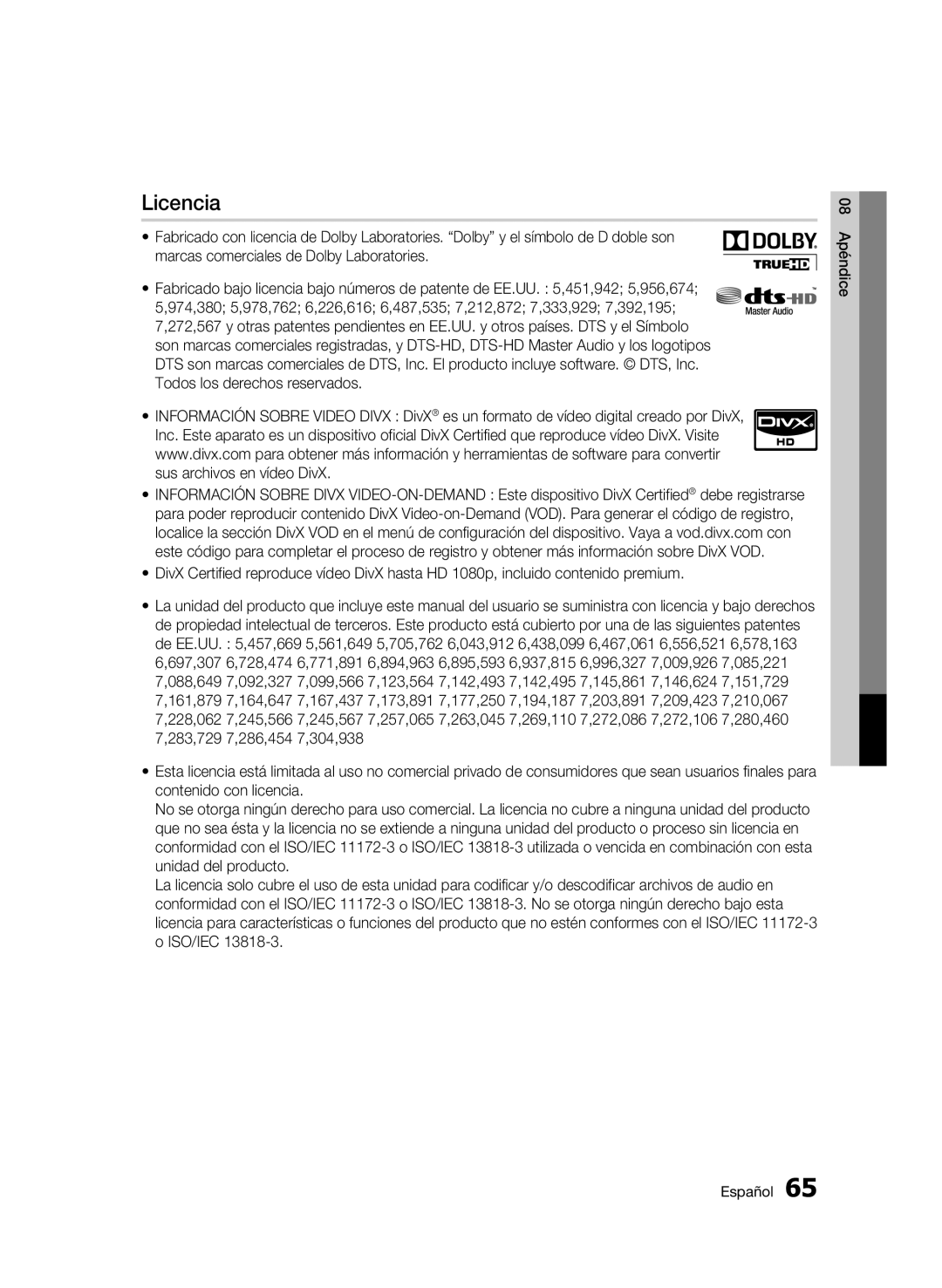 Samsung BD-C5900/XEF manual Licencia 