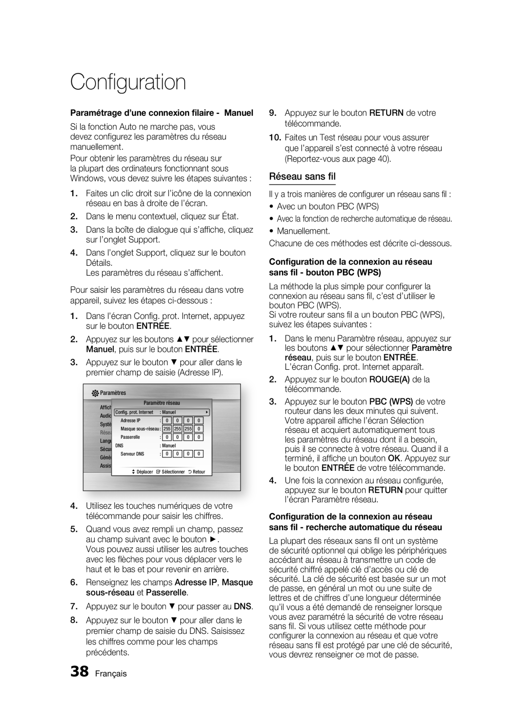 Samsung BD-C5900/XEF manual Réseau sans fil 