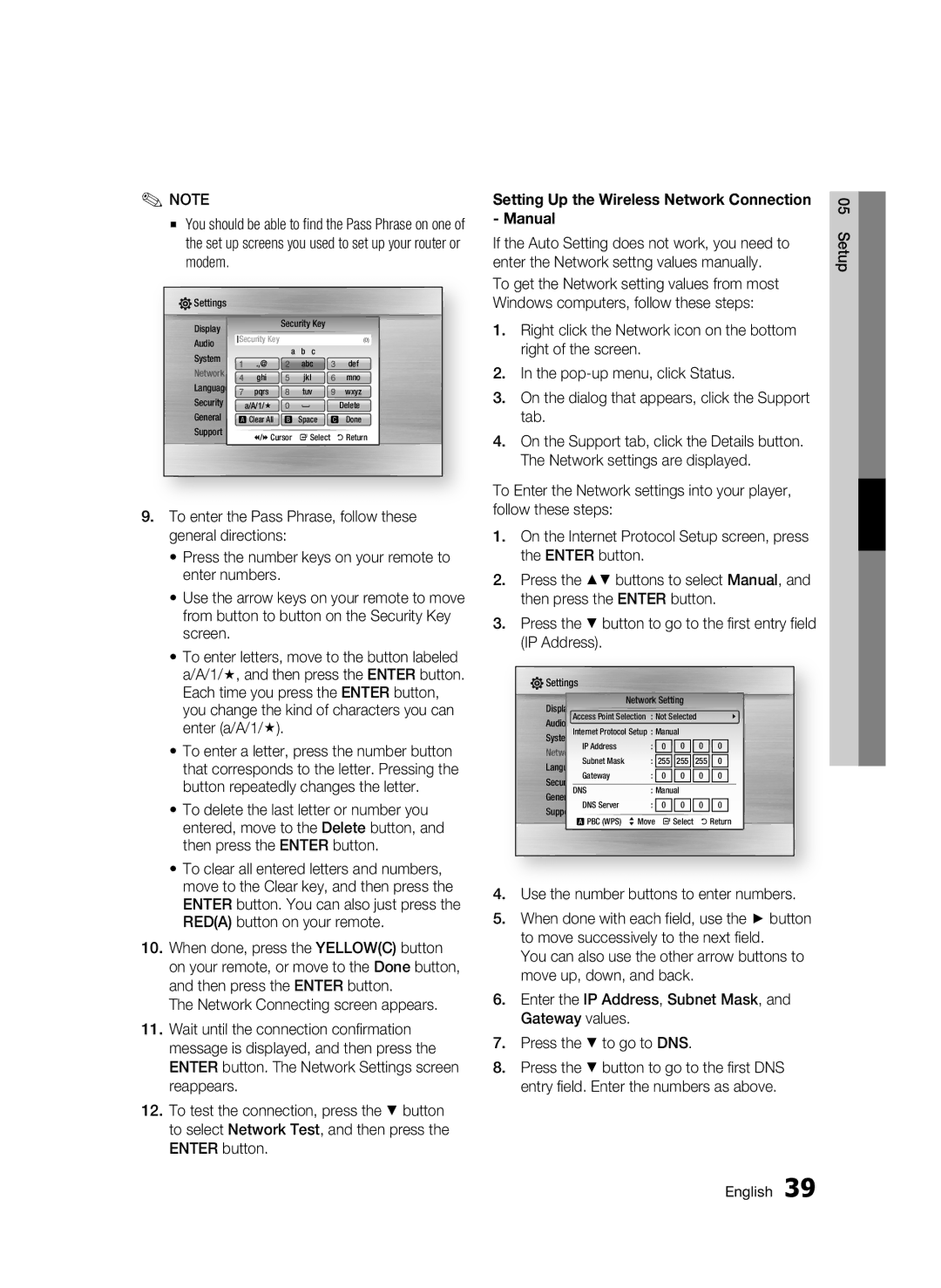 Samsung 01942G-BD-C6300-XAC-0823 user manual Setting Up the Wireless Network Connection Manual 