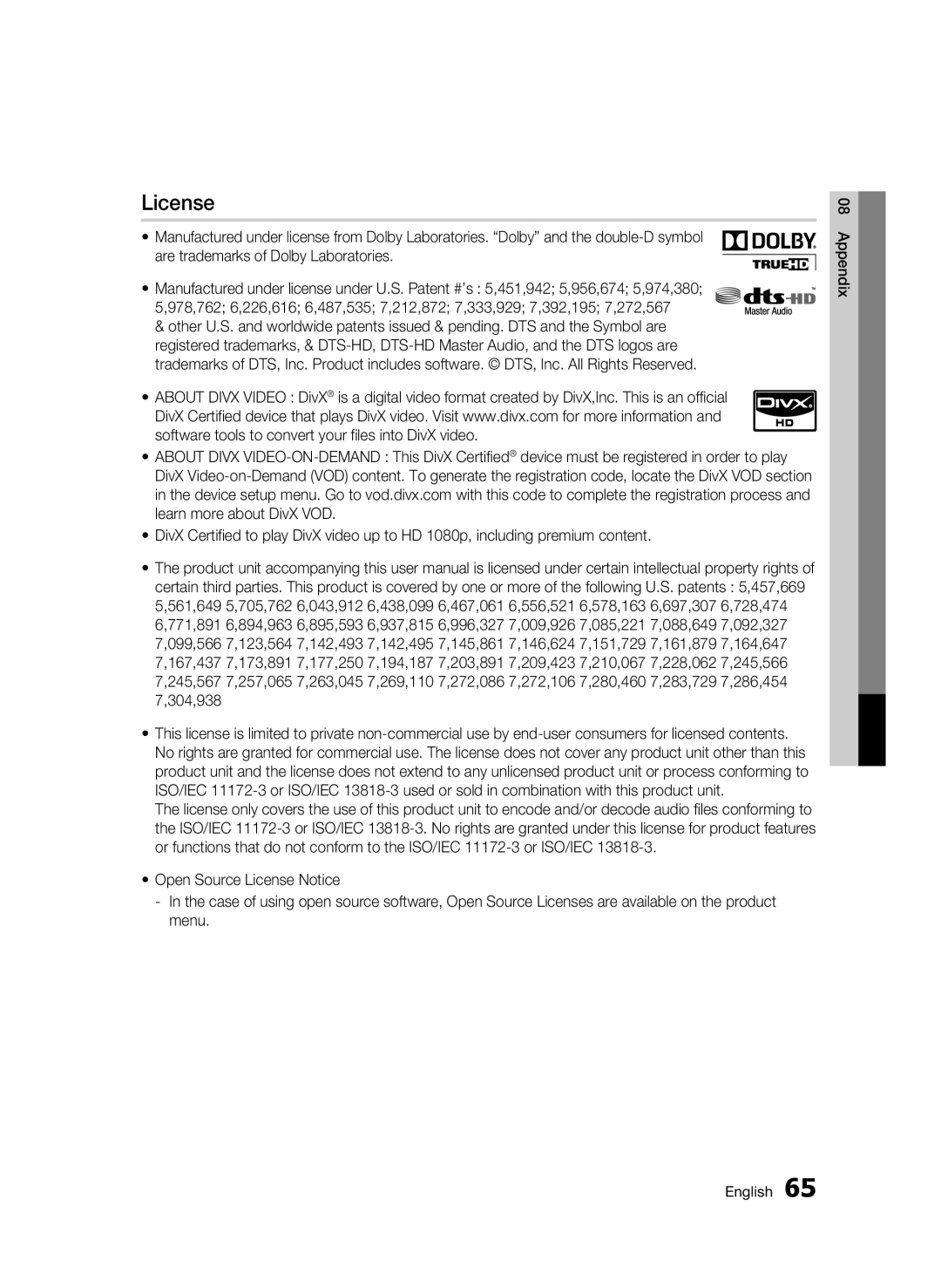 Samsung 01942G-BD-C6300-XAC-0823 user manual License 