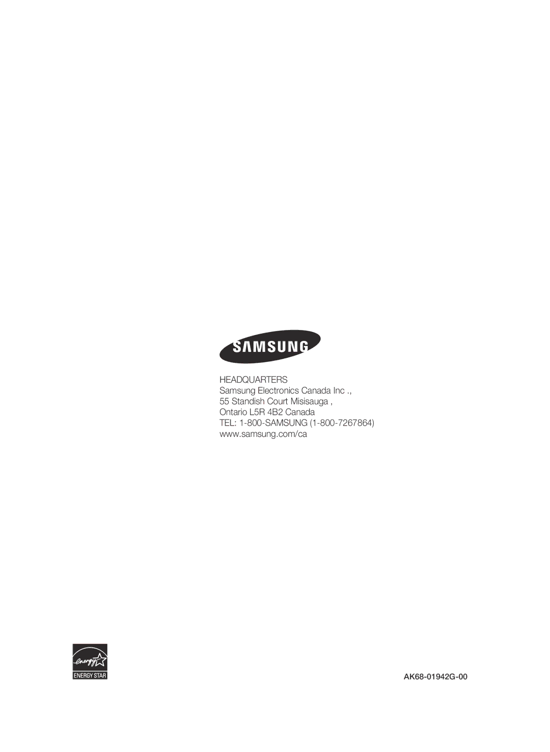 Samsung 01942G-BD-C6300-XAC-0823 user manual Headquarters, AK68-01942G-00 