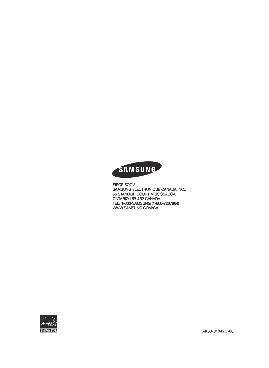 Samsung 01942G-BD-C6300-XAC-0823 user manual Siège Social, AK68-01942G-00 