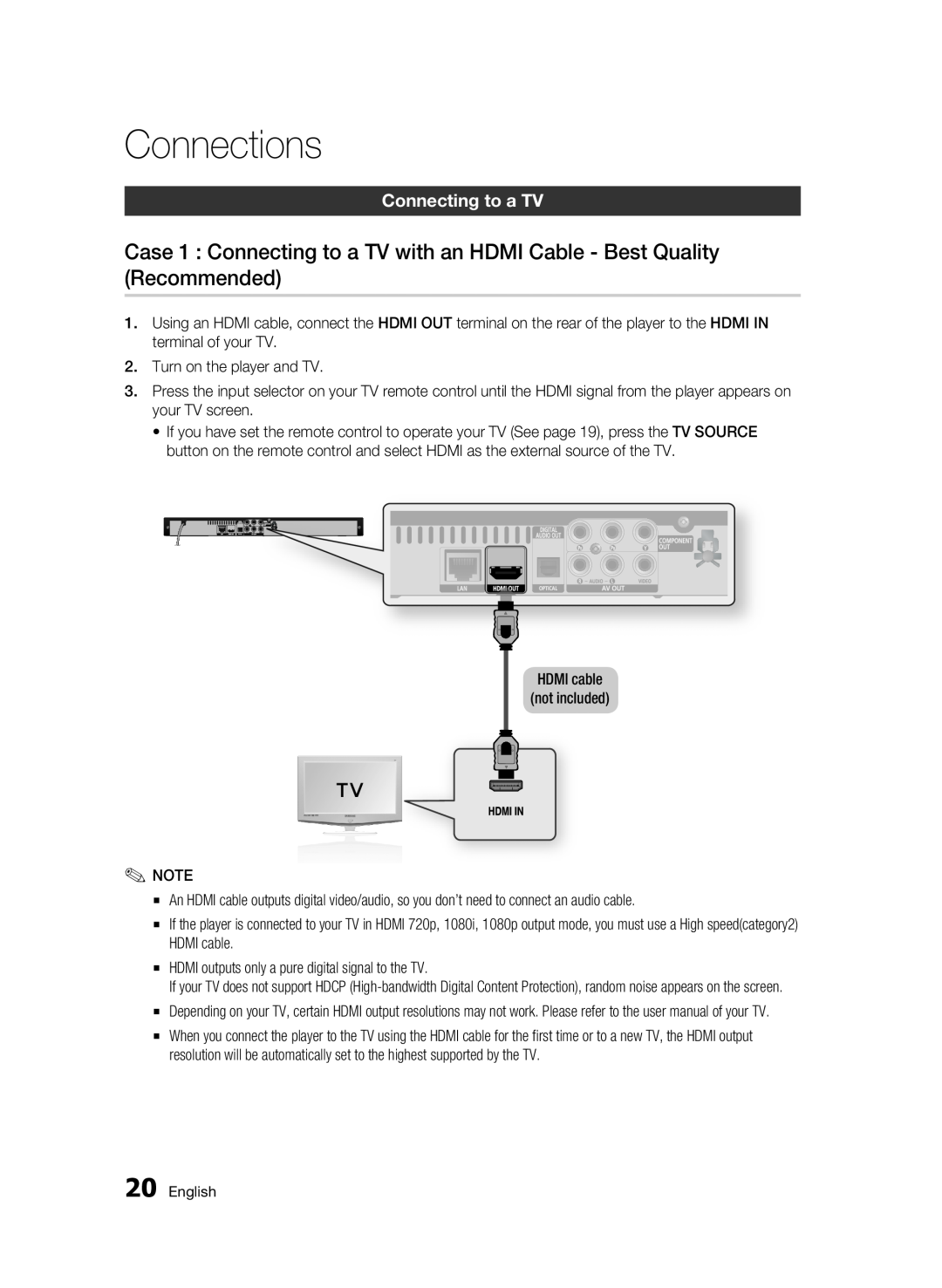 Samsung 01942G-BD-C6300-XAC-0823 user manual Connections, Connecting to a TV 