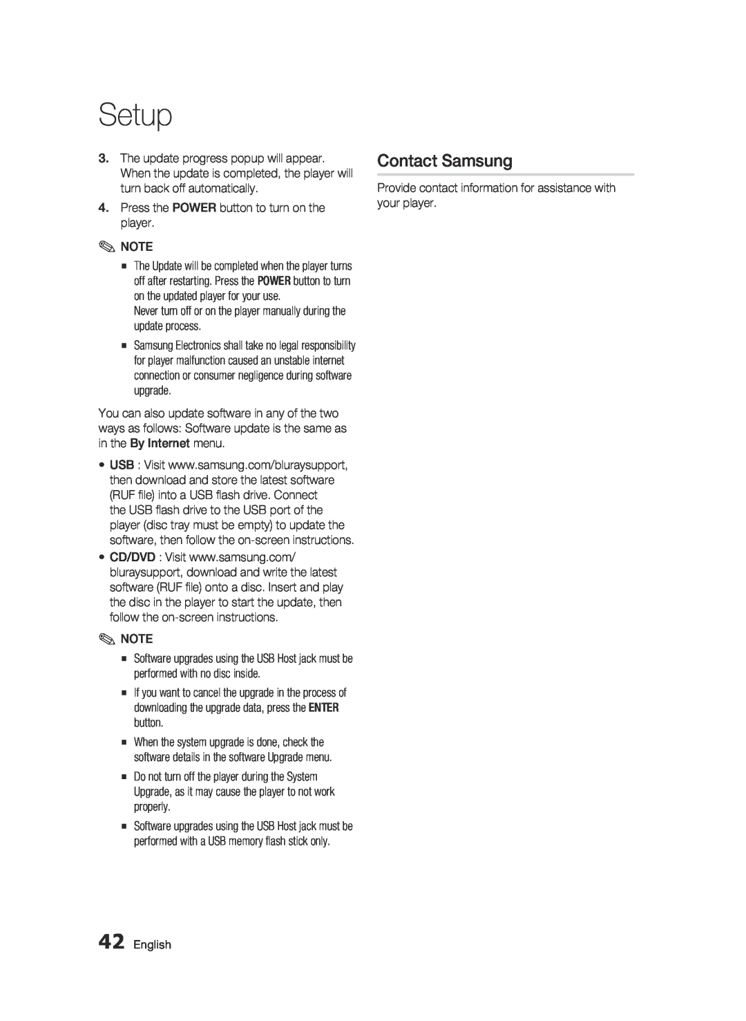 Samsung 01942G-BD-C6300-XAC-0823 user manual Contact Samsung, Setup 
