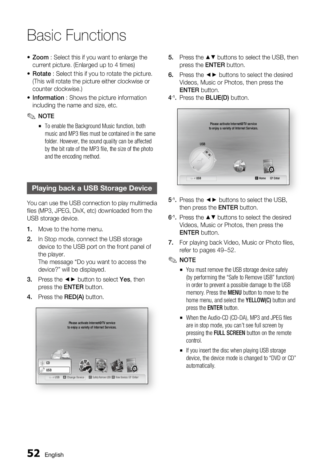 Samsung BD-C6500, AK68-01859A user manual Playing back a USB Storage Device 