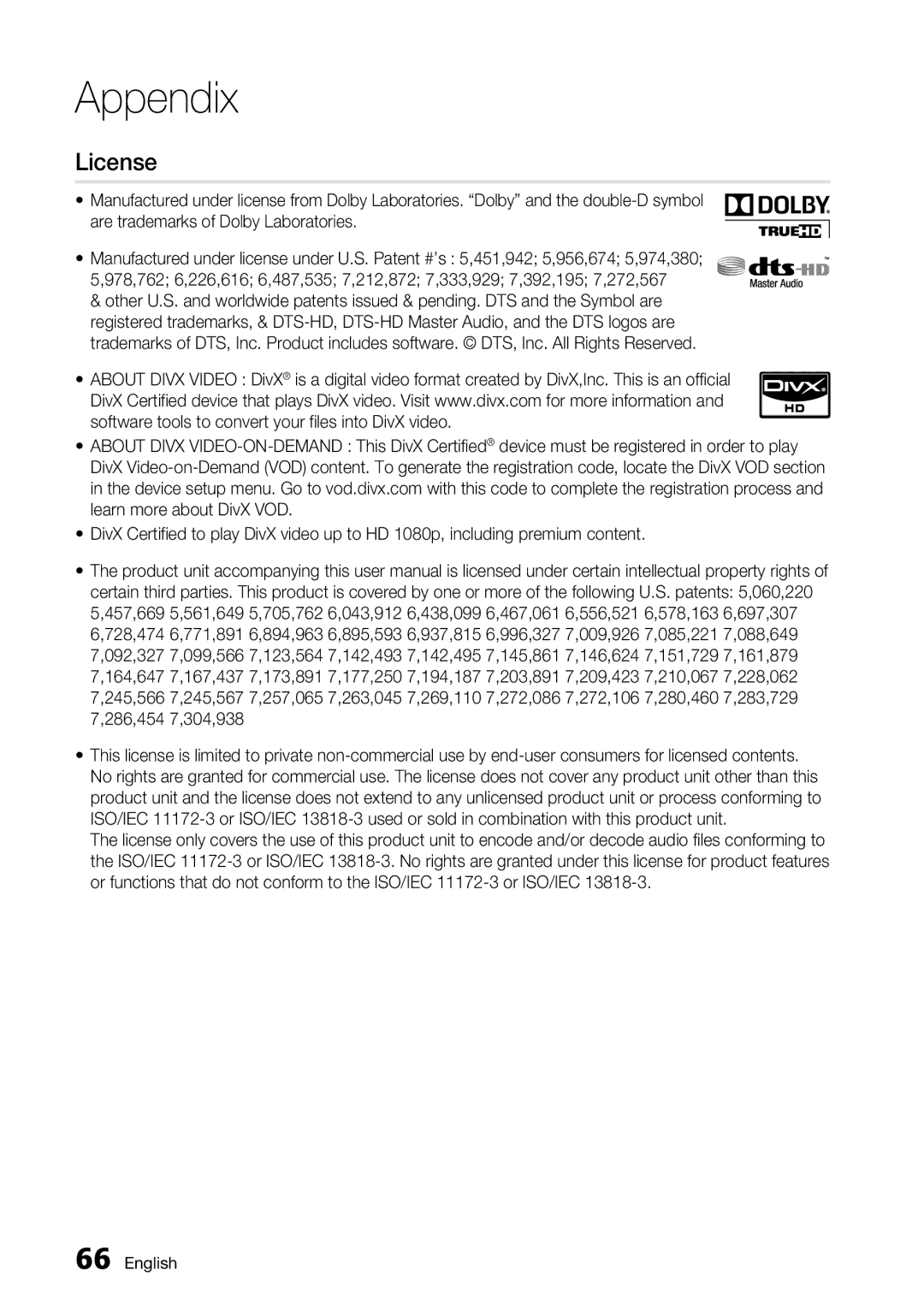 Samsung BD-C6500, AK68-01859A user manual License 