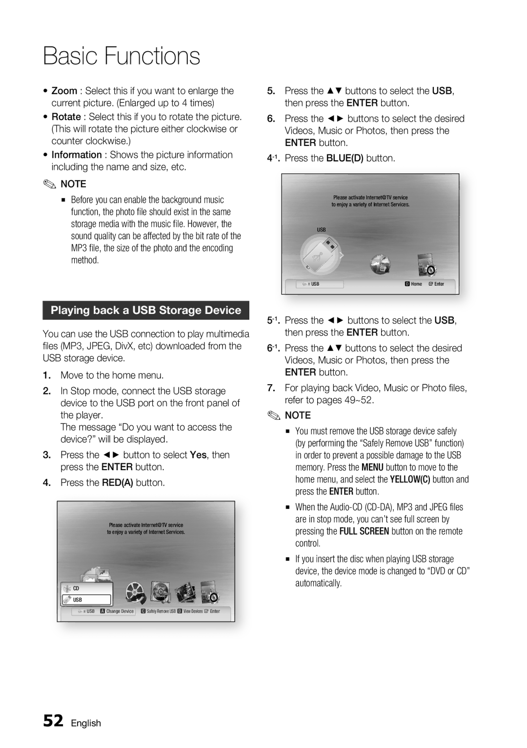 Samsung BD-C6500/EDC, BD-C6500/XAA, BD-C6500/XEF, BD-C6500/XEE manual Playing back a USB Storage Device 