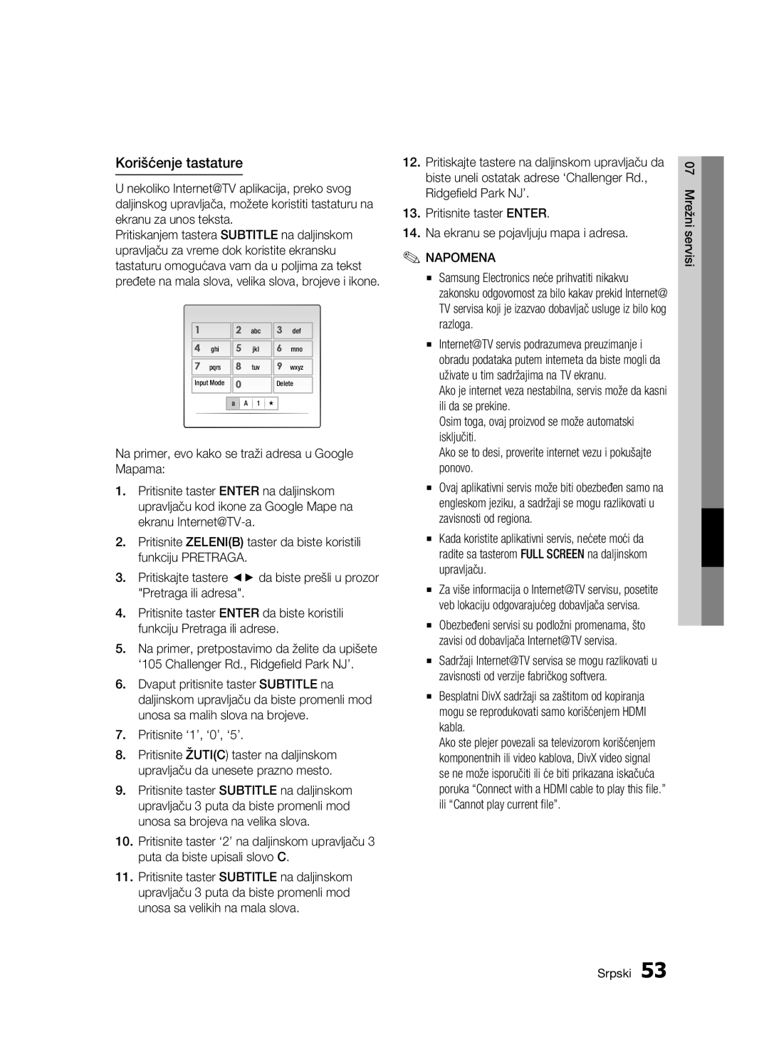 Samsung BD-C6500/EDC manual Korišćenje tastature 