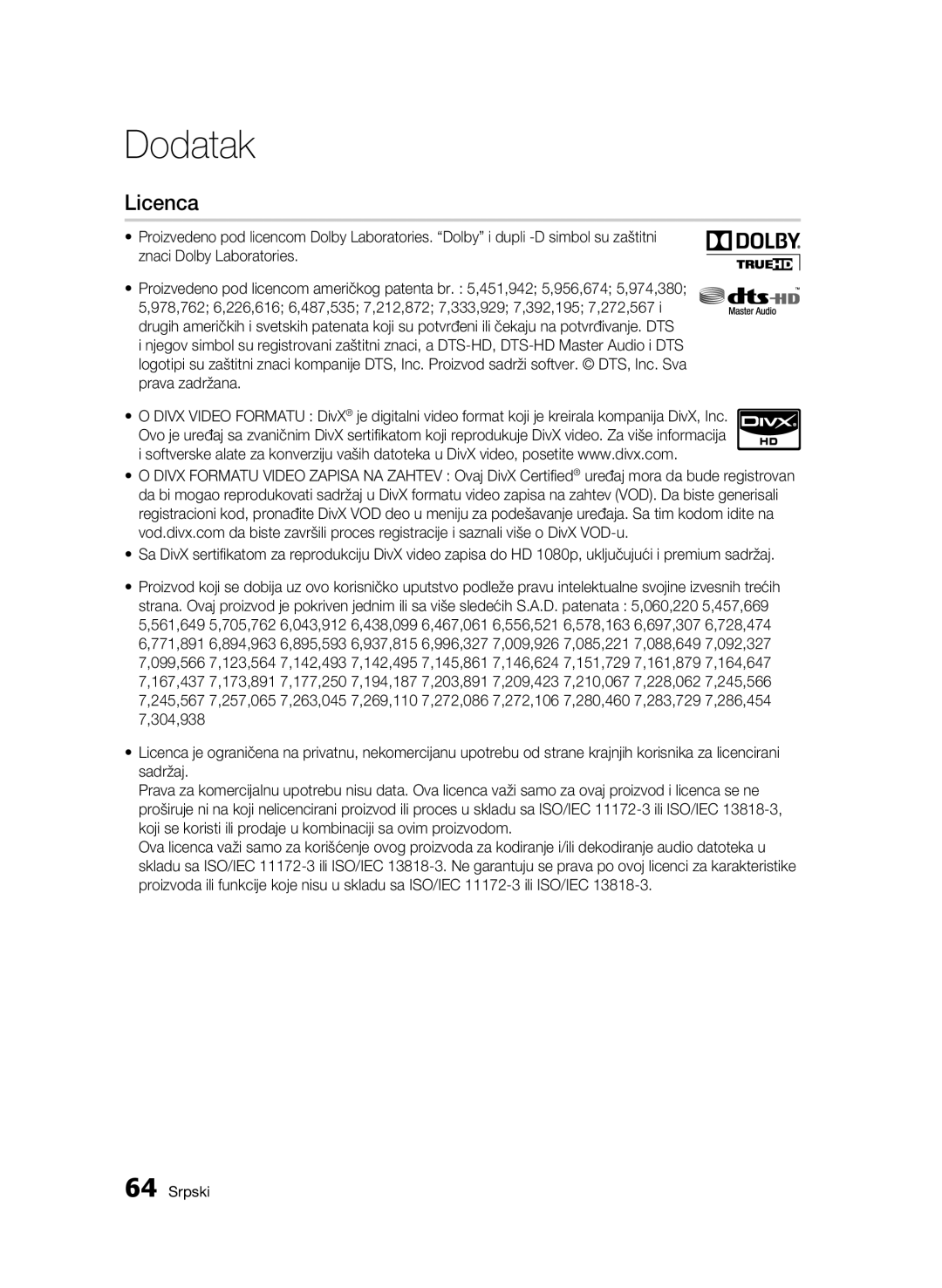 Samsung BD-C6500/EDC manual Licenca 