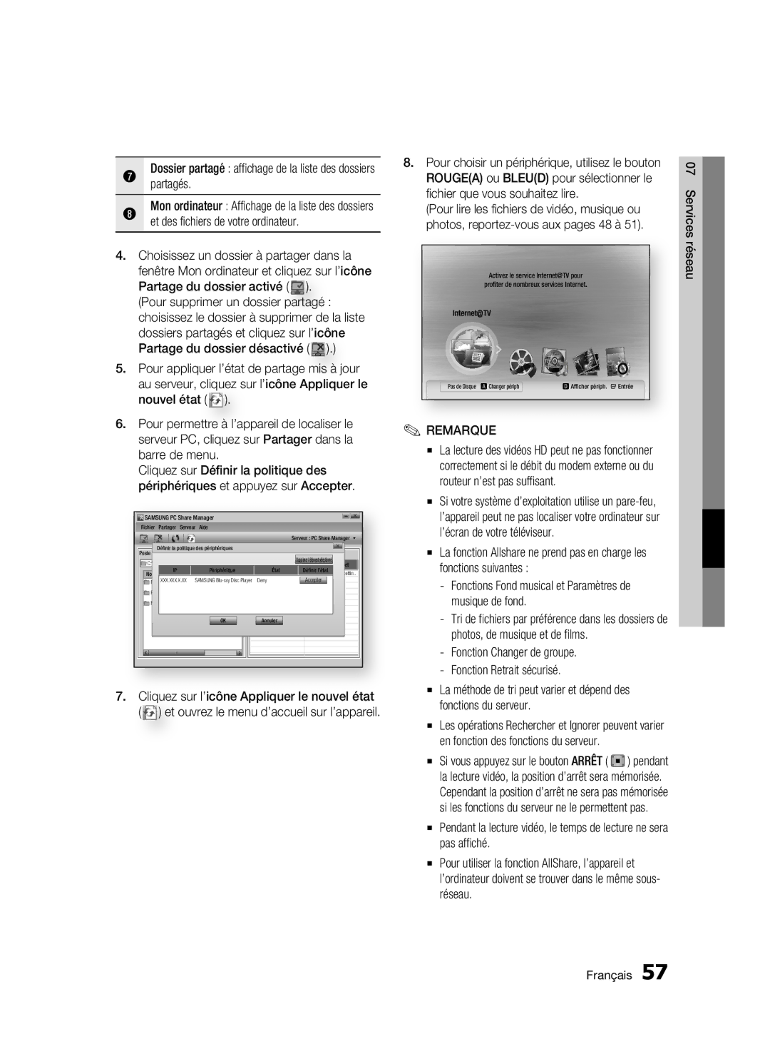 Samsung BD-C6500/XEF manual Et des fichiers de votre ordinateur, Fonction Changer de groupe Fonction Retrait sécurisé 