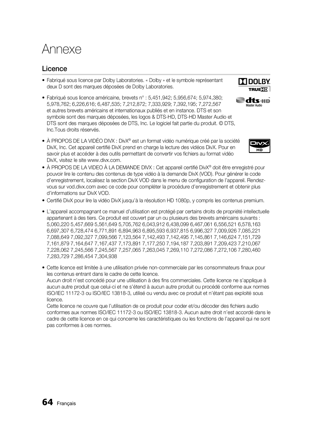 Samsung BD-C6500/XAA, BD-C6500/XEF manual Licence 