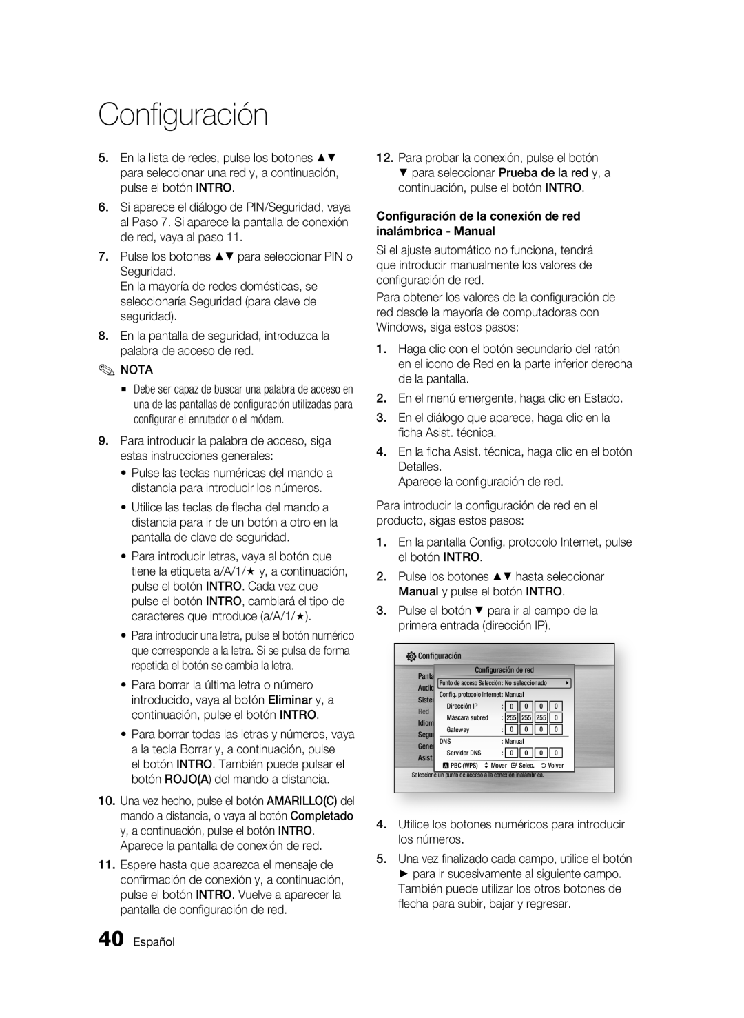 Samsung BD-C6500/XAA, BD-C6500/XEF manual Repetida el botón se cambia la letra, Aparece la pantalla de conexión de red 